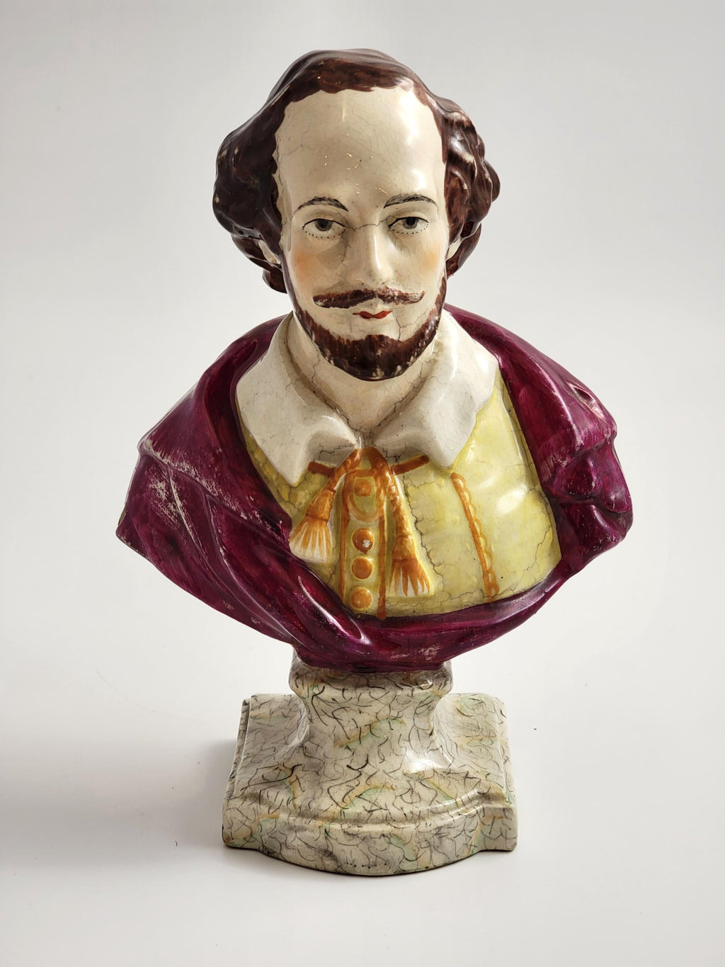 Antique Staffordshire Shakespeare Bust, c.1800, Glazed Earthenware, English Regency Pottery, Literary Collectible