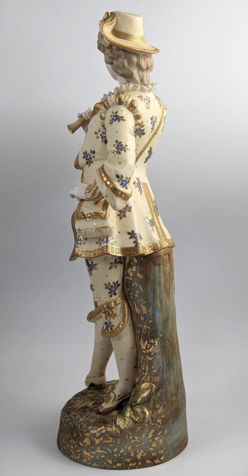 Dresden Style Porcelain Figurine, Gilt & Floral, c.1900, Thuringia/Italy, 51cm