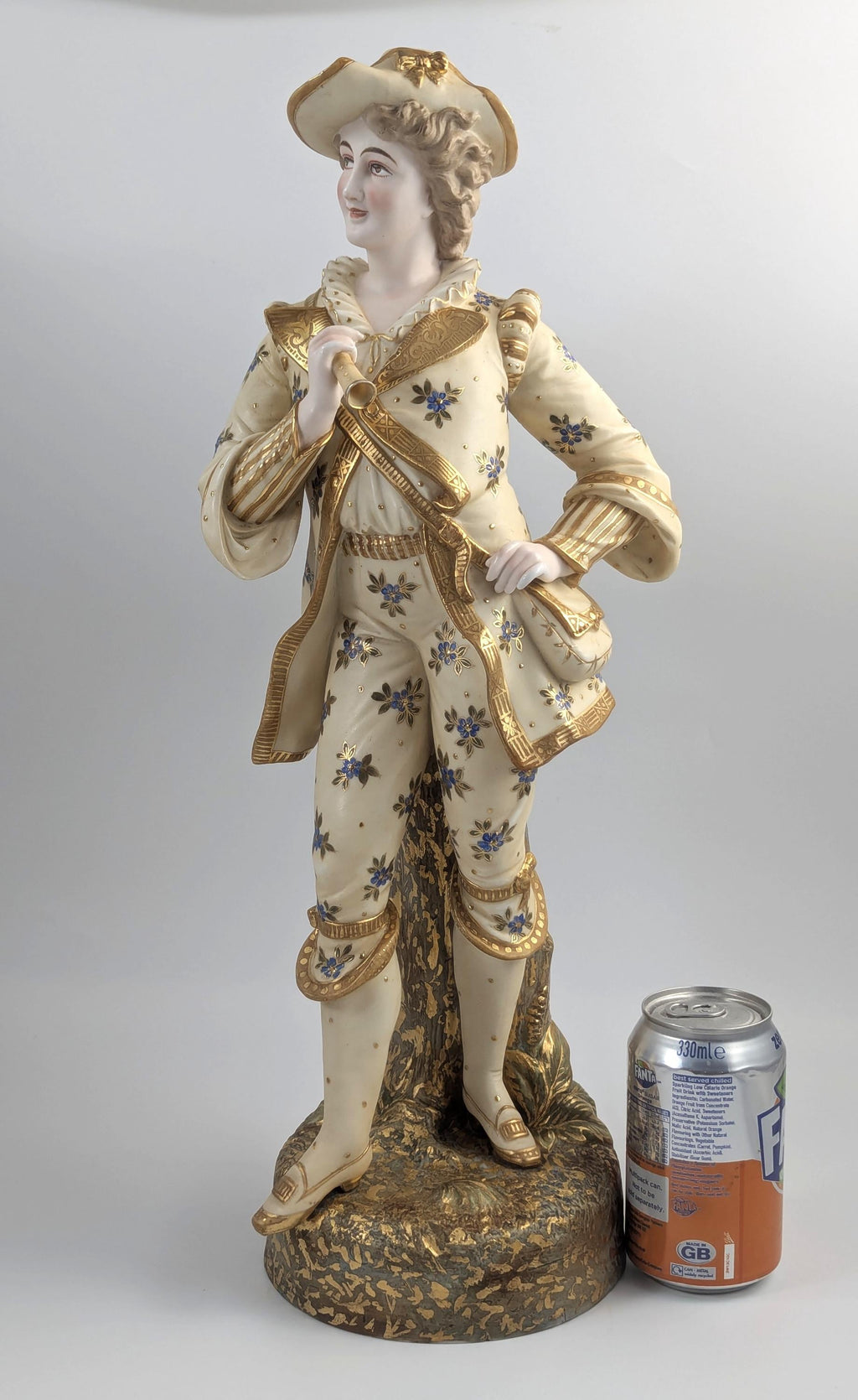 Dresden Style Porcelain Figurine, Gilt & Floral, c.1900, Thuringia/Italy, 51cm