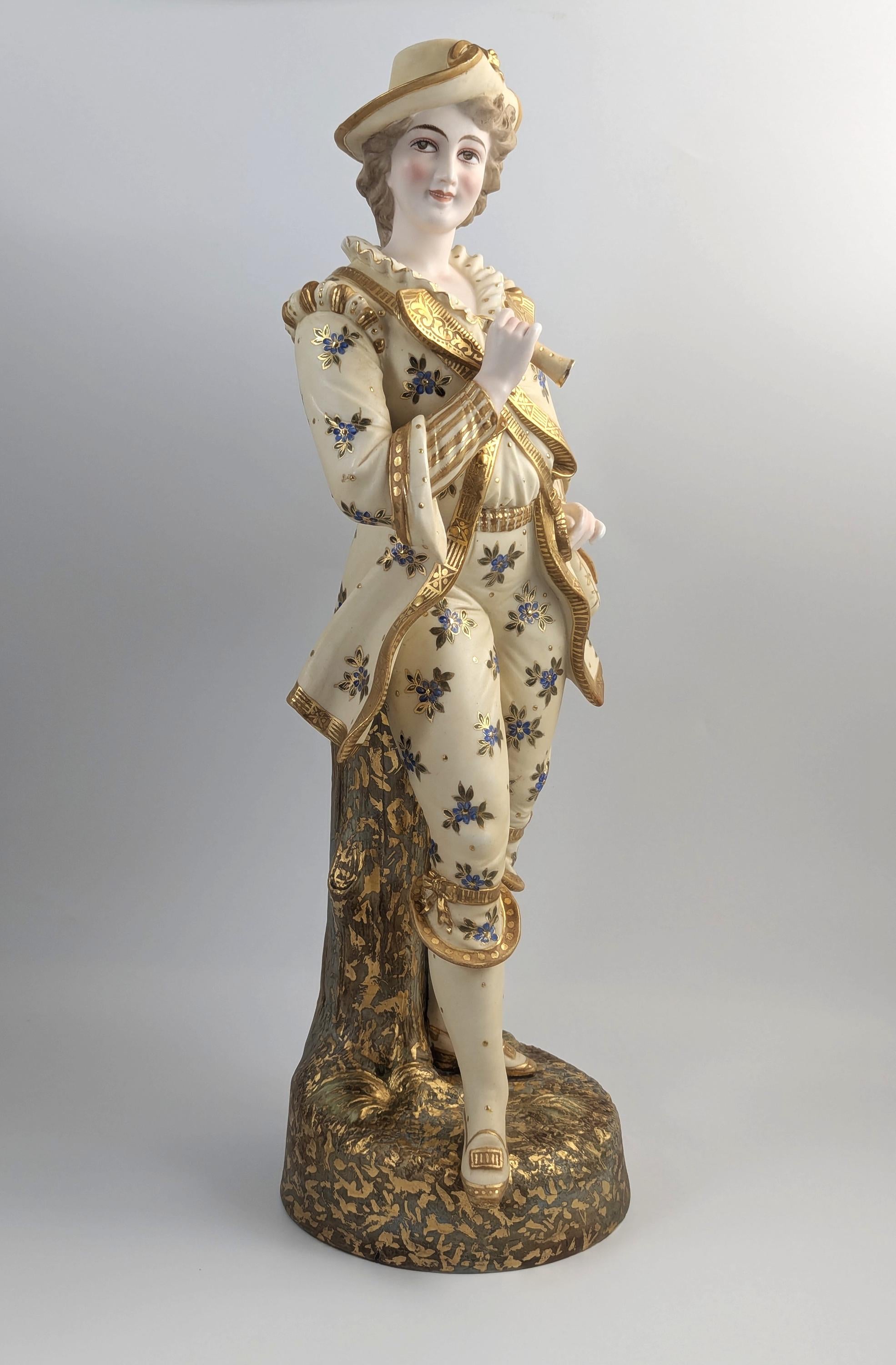 Dresden Style Porcelain Figurine, Gilt & Floral, c.1900, Thuringia/Italy, 51cm