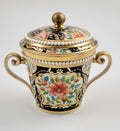 Spode Imari Porcelain Chocolate Cup & Cover, Rare Pearl Border, Hand Painted c. 1815