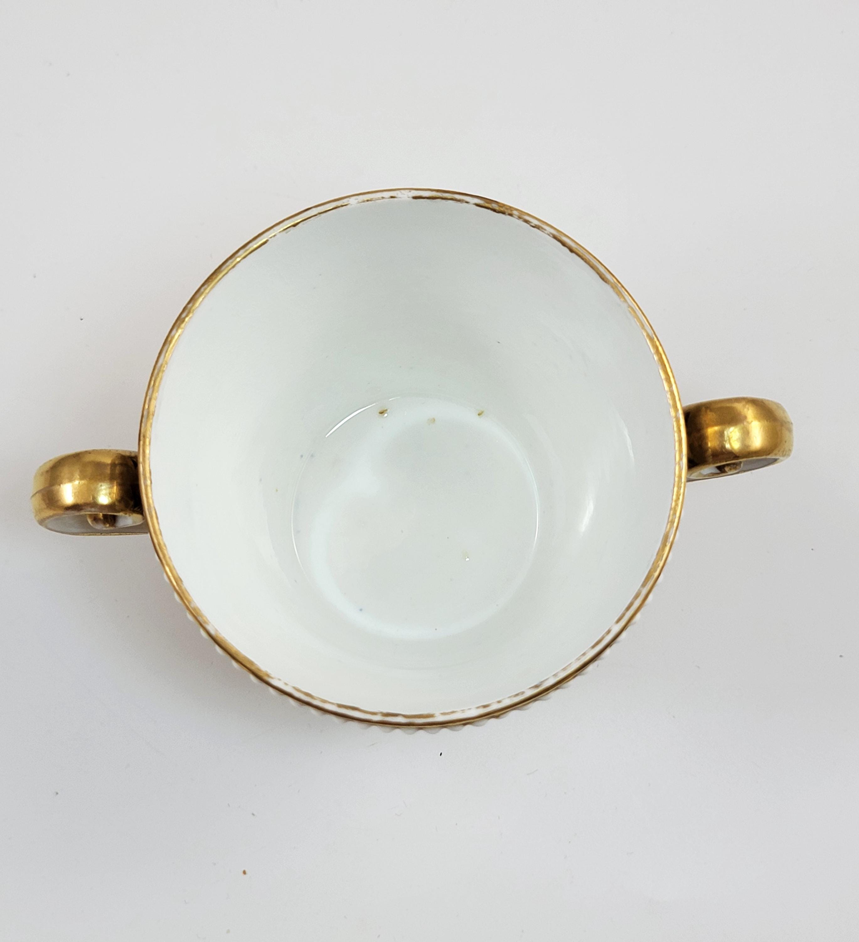 Spode Imari Porcelain Chocolate Cup & Cover, Rare Pearl Border, Hand Painted c. 1815