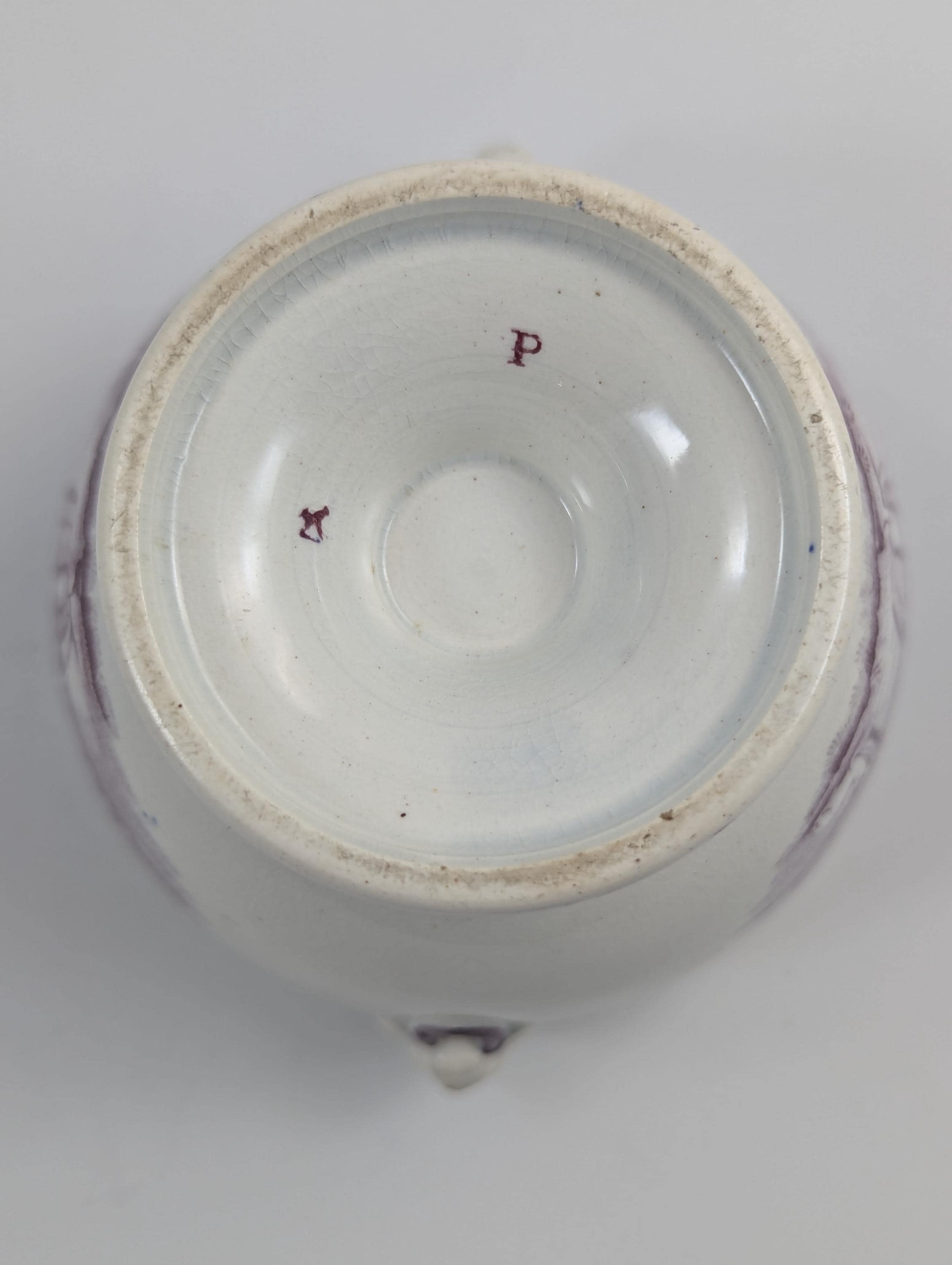 Victorian Mulberry Transferware Sugar Bowl, Staffordshire, c.1840, Lion Mask Handles, Antique English Pottery