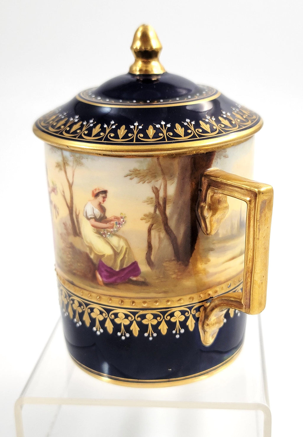 Royal Vienna Porcelain Chocolate Cup, c.1880, Cobalt and Moriage Enamel