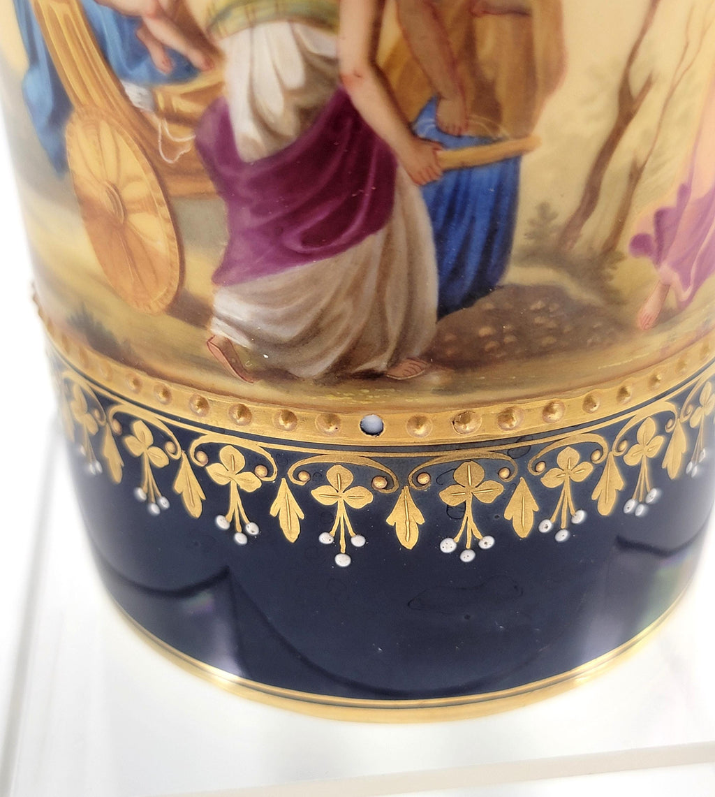 Royal Vienna Porcelain Chocolate Cup, c.1880, Cobalt and Moriage Enamel
