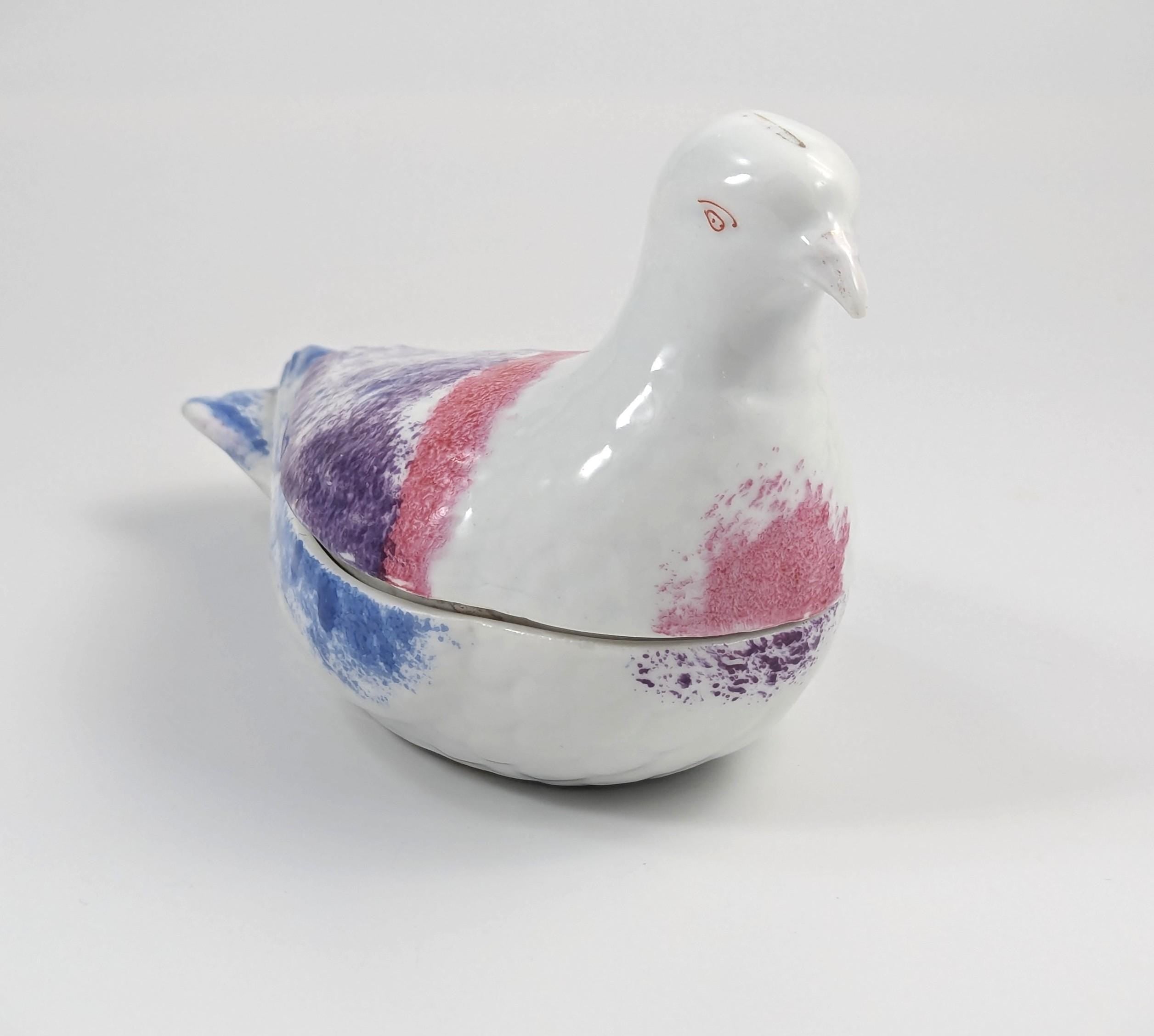 Russian Kuznetsov Porcelain Bird Butter Dish, Antique Imperial, c.1880