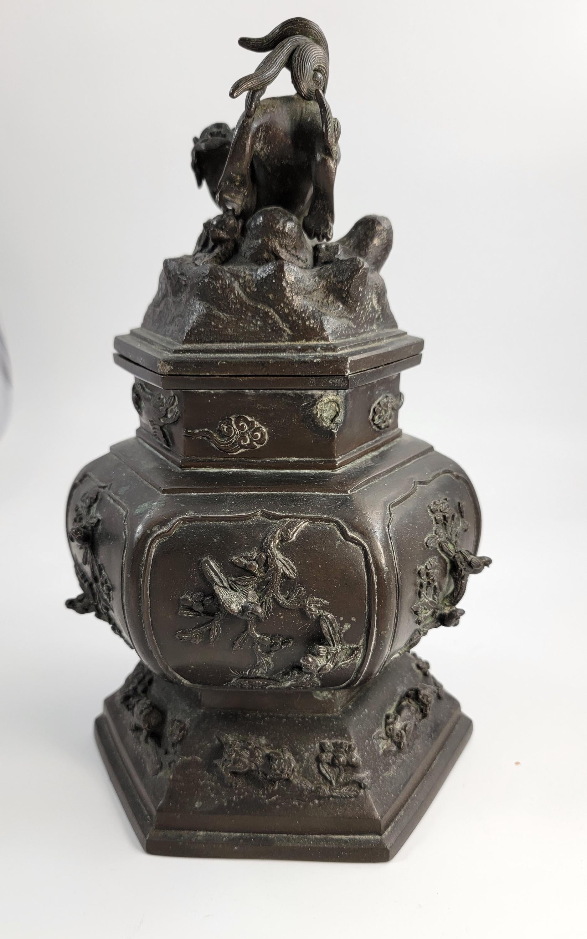 Antique Chinese Bronze Censer, Fu Lion, 19thC Qing