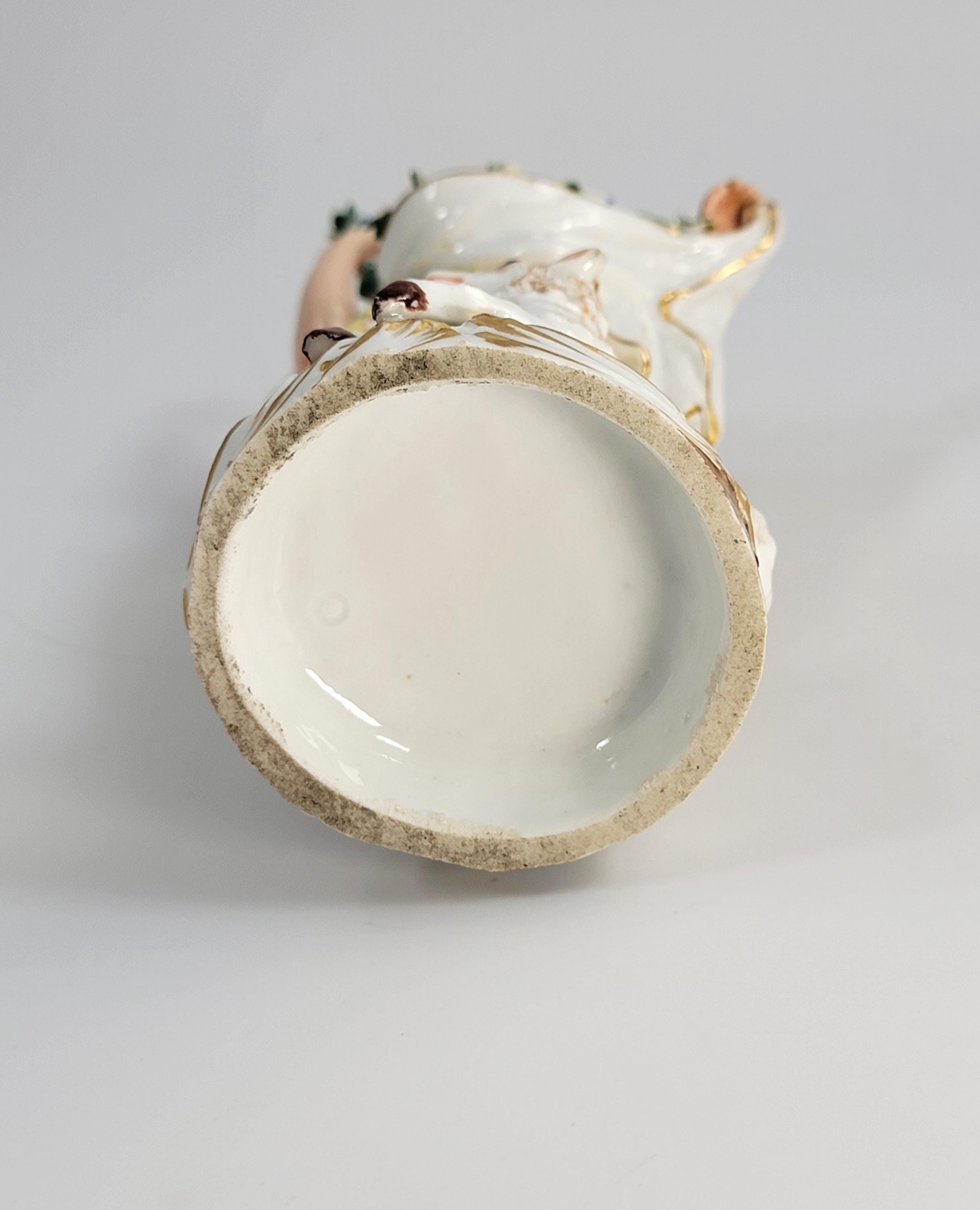 Antique German Porcelain Shepherdess, Chelsea Derby Style, c.1890, Blue Anchor Mark