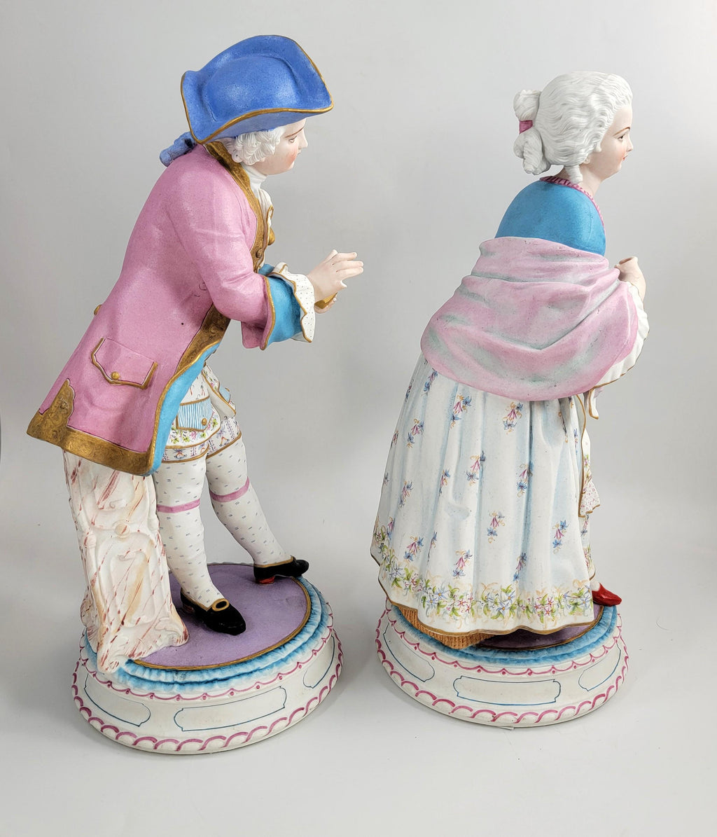 Large Antique French Biscuit Porcelain Figures, CHANTILLY Mark, Vion & Baury Style, 19th Century