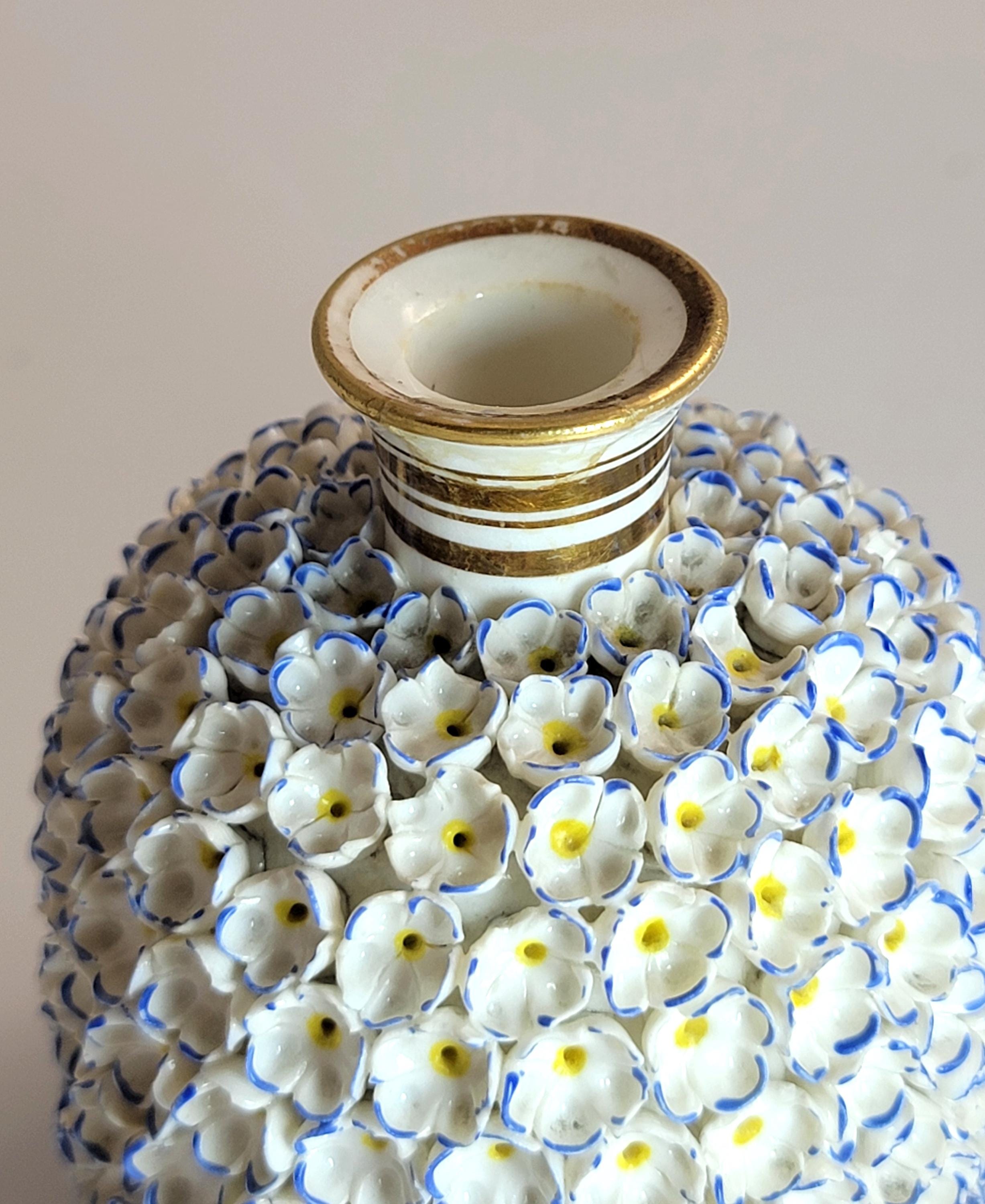 Royal Worcester Porcelain Perfume Bottle, Hand-Applied Forget-me-not Encrustation, c. 1870 – Rare Victorian Collectible Gift