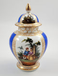 Rare Helena Wolfsohn Dresden Lidded Ginger Jar, Blue Ground, Meissen-Style, AR Mark, c. 1880