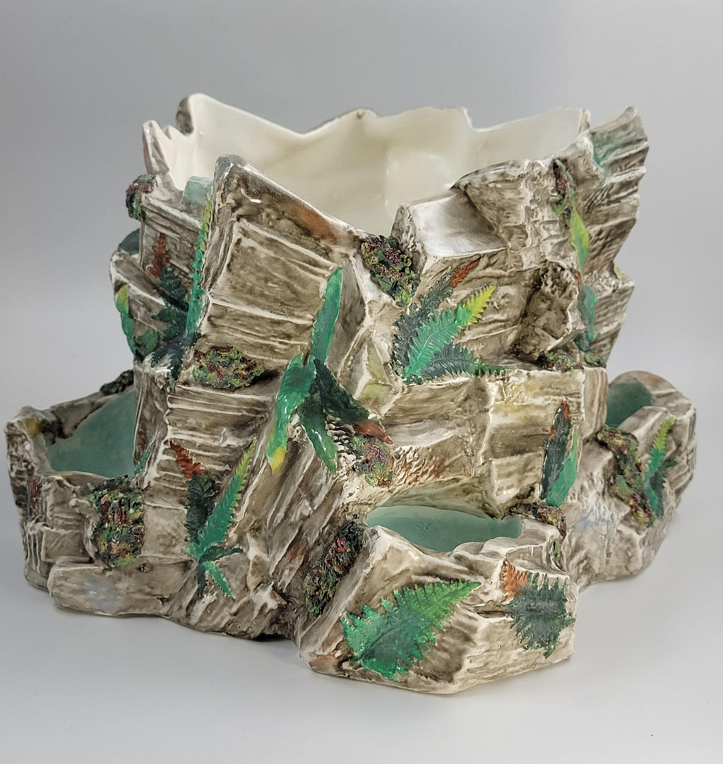 Royal Worcester Majolica Fern Rockwork Jardiniere, England, c.1866, Rare Victorian