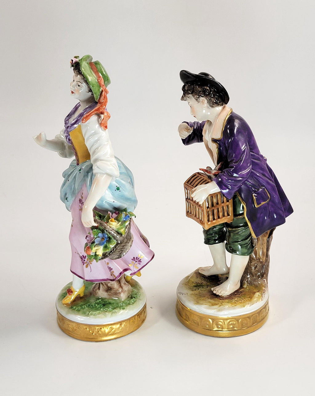 Antique Pair of German Porcelain Figures, Oldest Volkstedt Porcelain Factory,  c.1915