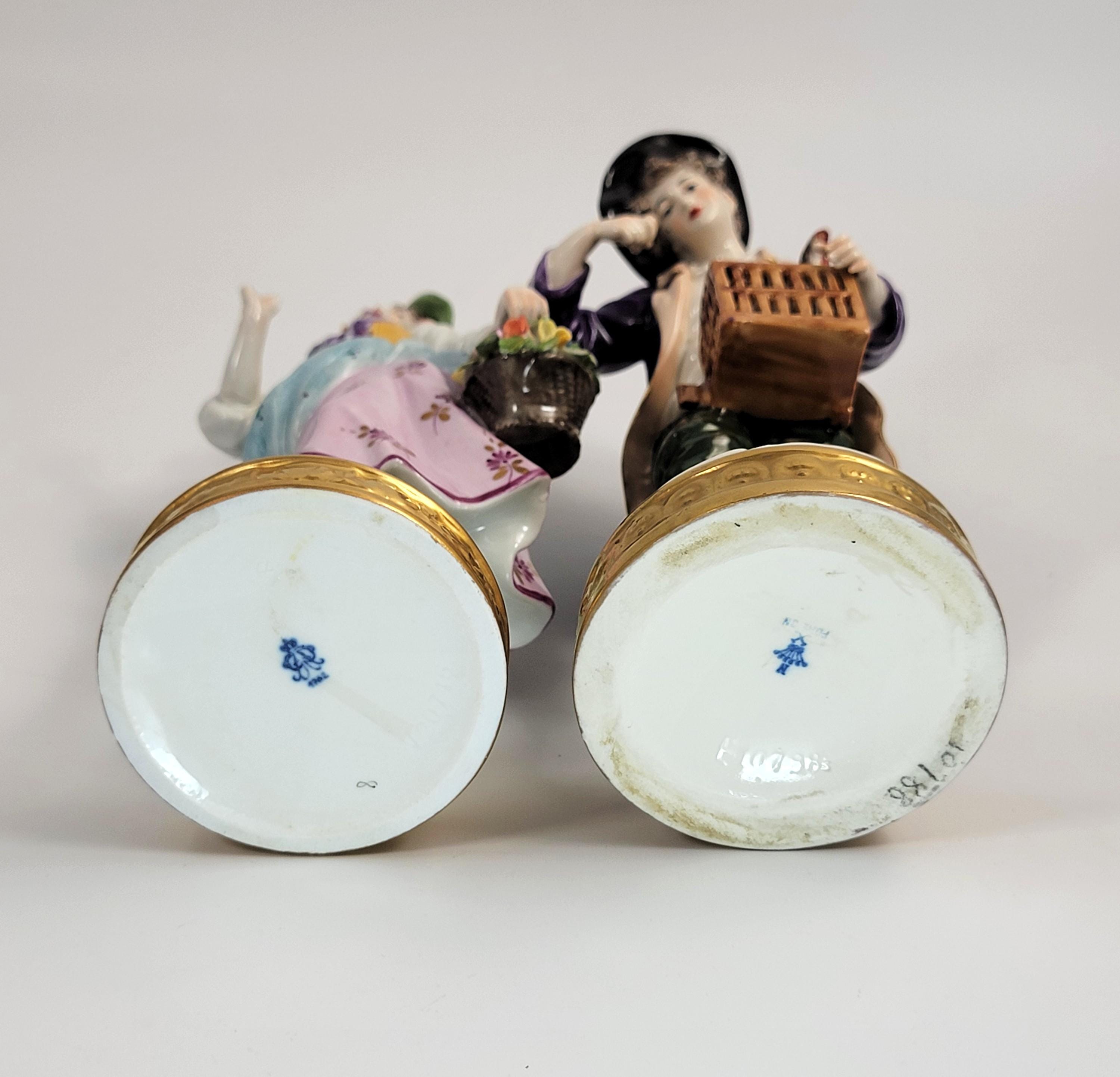 Antique Pair of German Porcelain Figures, Oldest Volkstedt Porcelain Factory,  c.1915