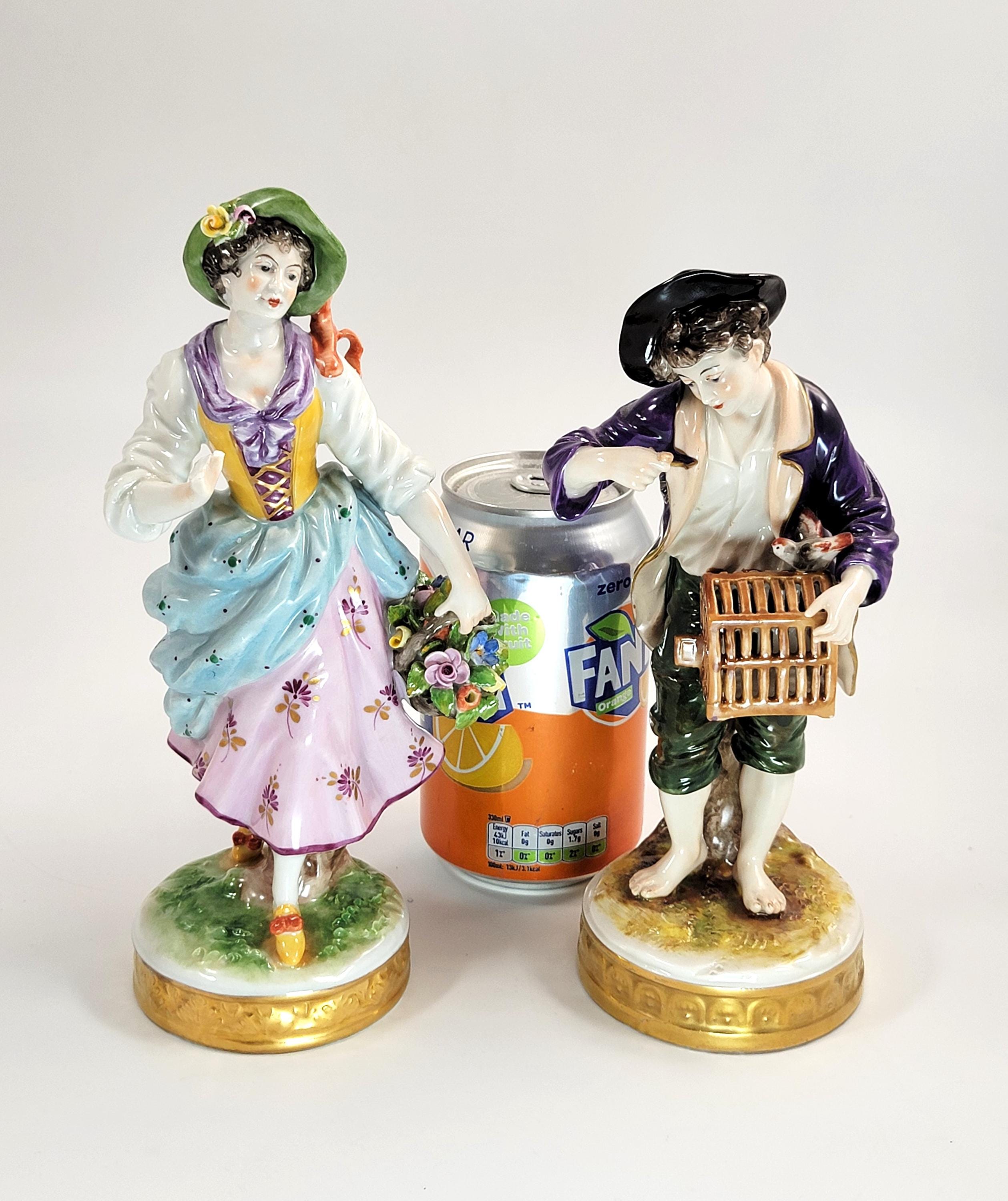 Antique Pair of German Porcelain Figures, Oldest Volkstedt Porcelain Factory,  c.1915