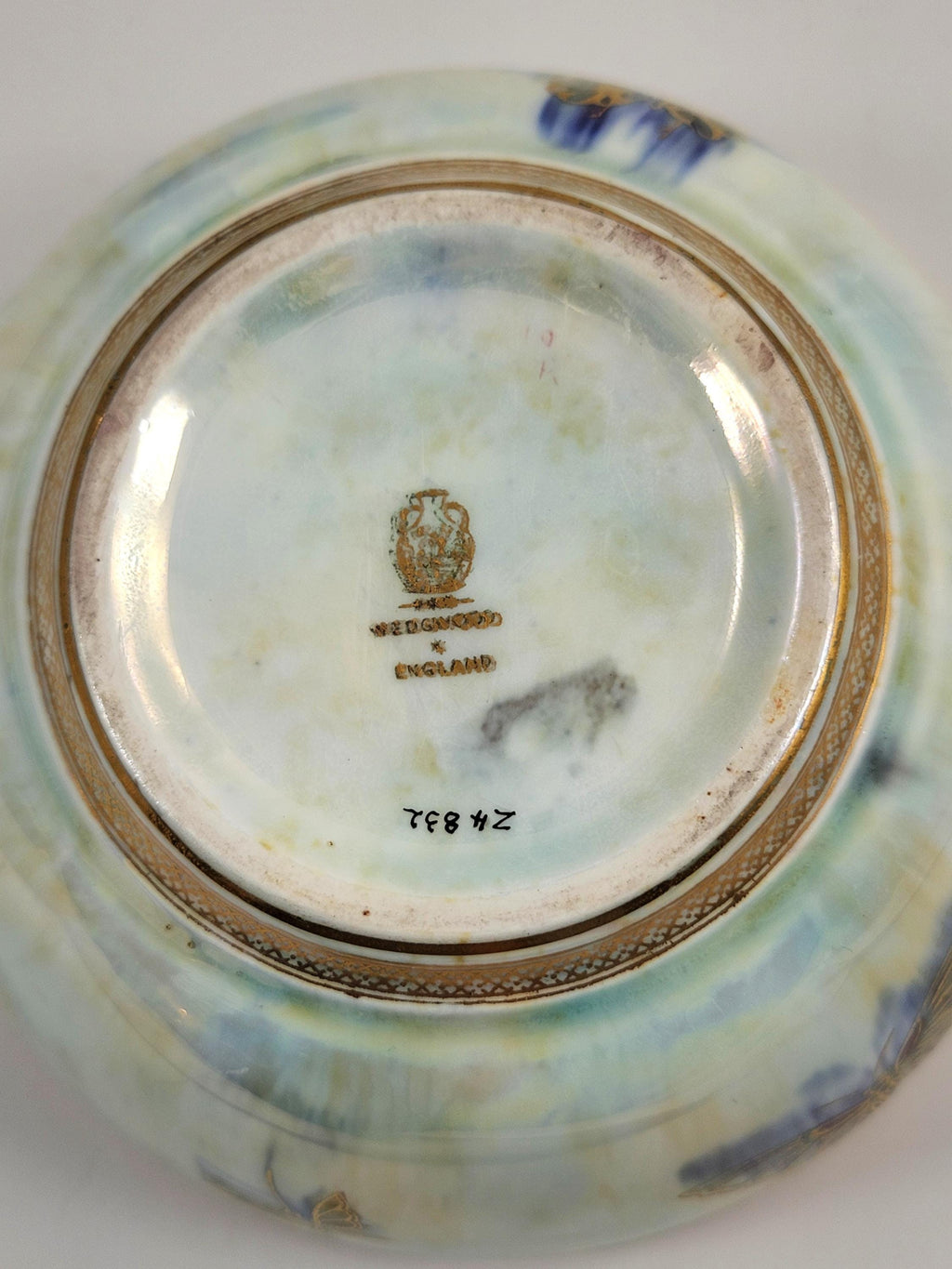 Daisy Makeig-Jones Wedgwood Butterfly Lustre Bowl, Mother-of-Pearl & Orange, Z4832, c.1915, Hand Painted