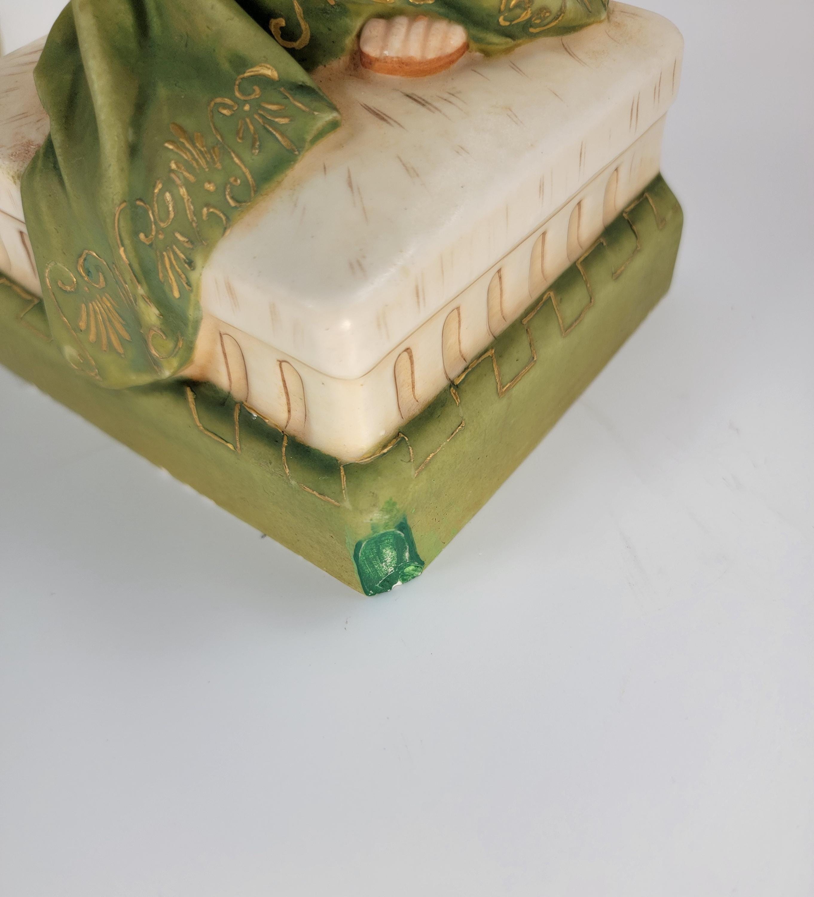 Antique Porcelain Pair Eichwald Royal Dux 1905 Pan Flute Mandolin Signed Hampel