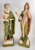 Antique Porcelain Pair Eichwald Royal Dux 1905 Pan Flute Mandolin Signed Hampel