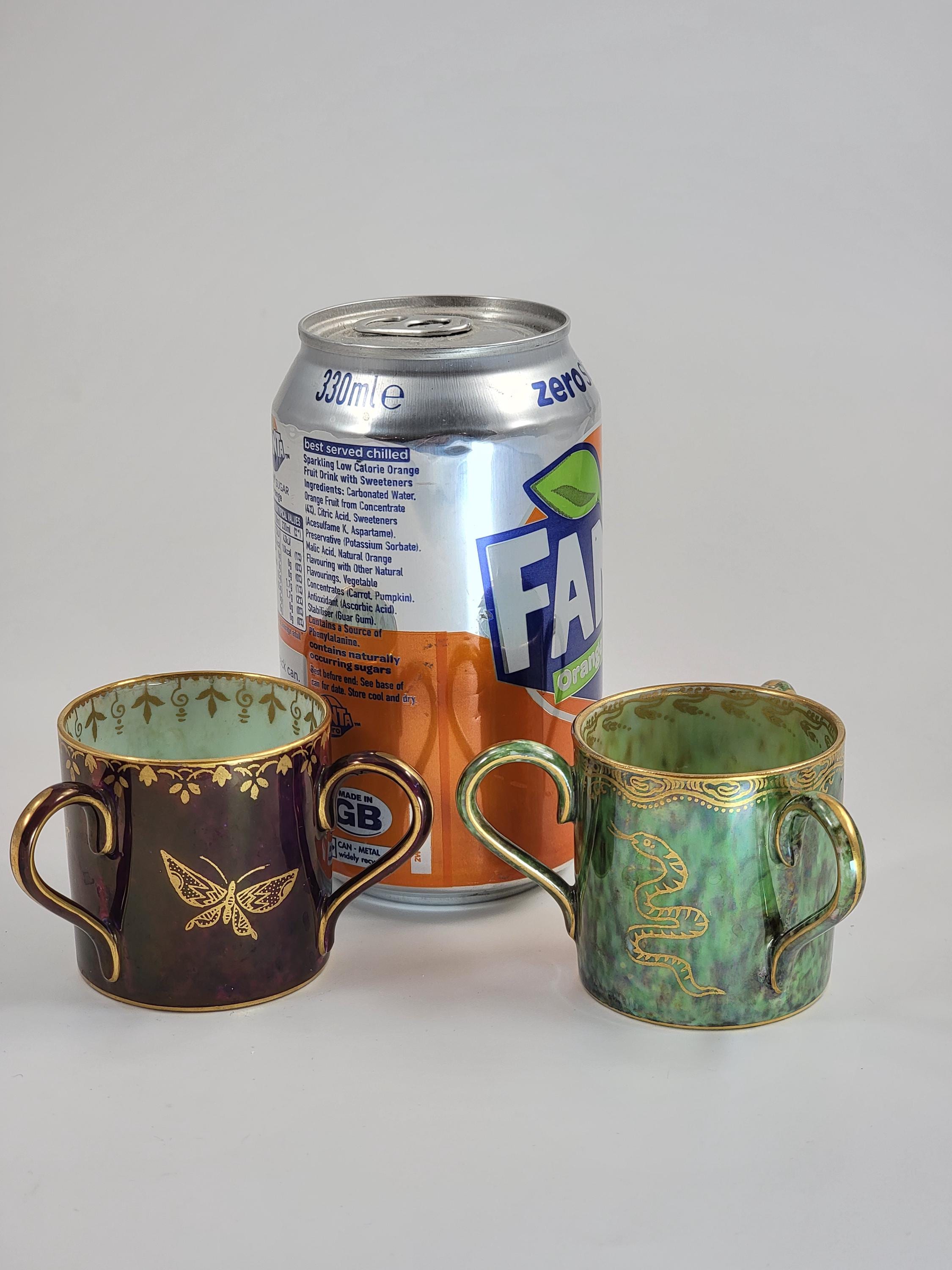 Rare Wedgwood Lustre Pair of Three-Handled Loving Mugs, Daisy Makeig-Jones, c.1915