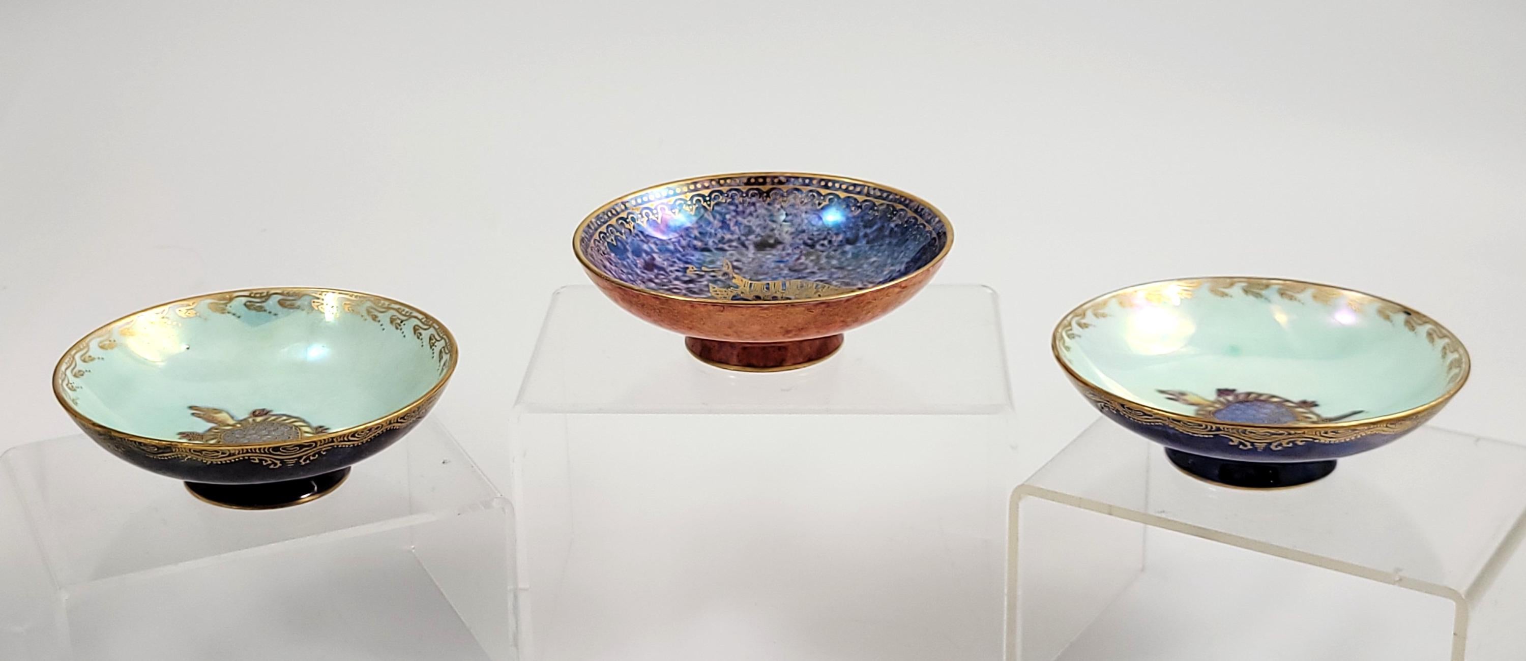Rare Wedgwood Lustre Set of Three Miniature Bowls, Daisy Makeig-Jones, c.1915