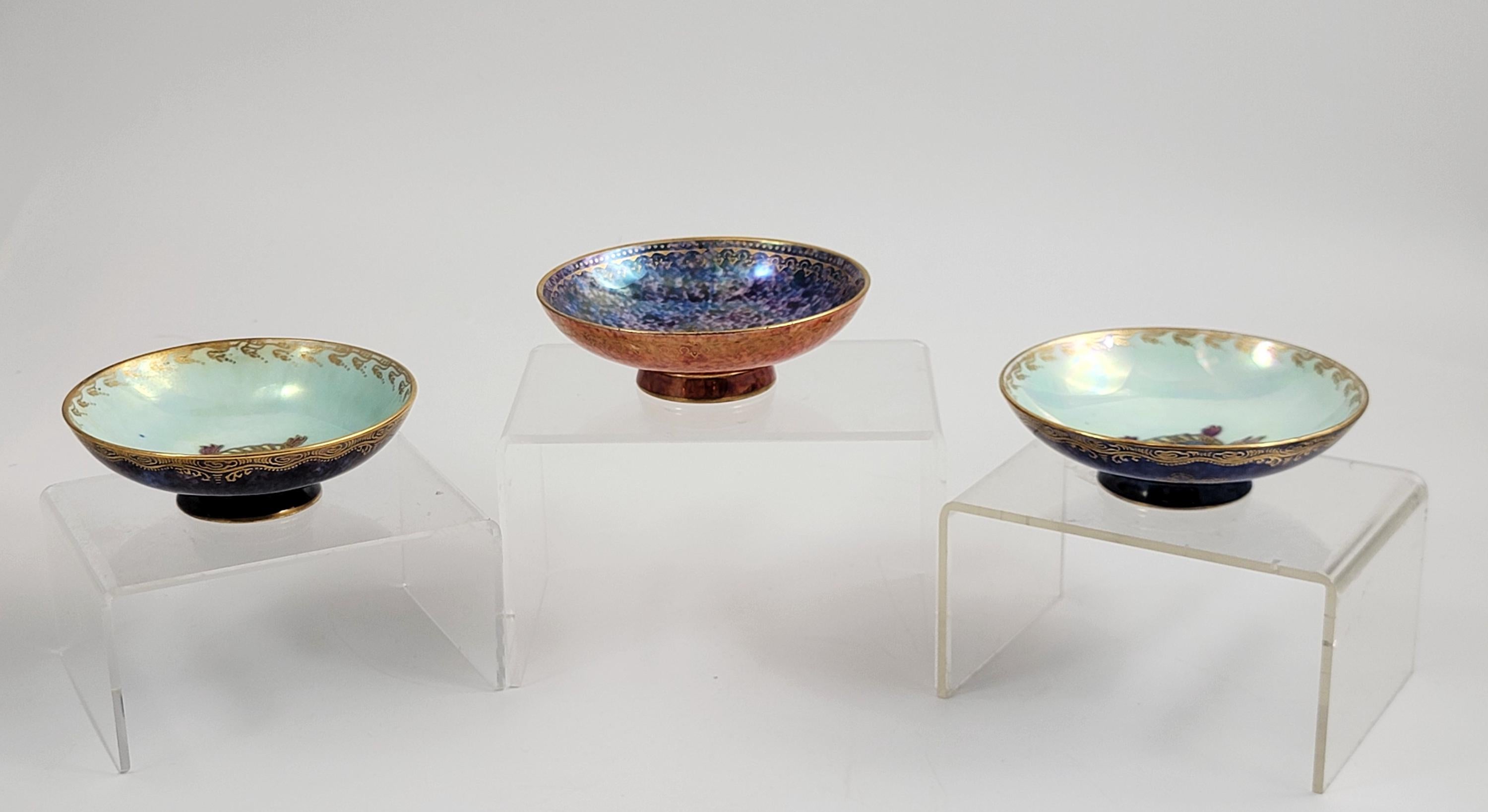 Rare Wedgwood Lustre Set of Three Miniature Bowls, Daisy Makeig-Jones, c.1915