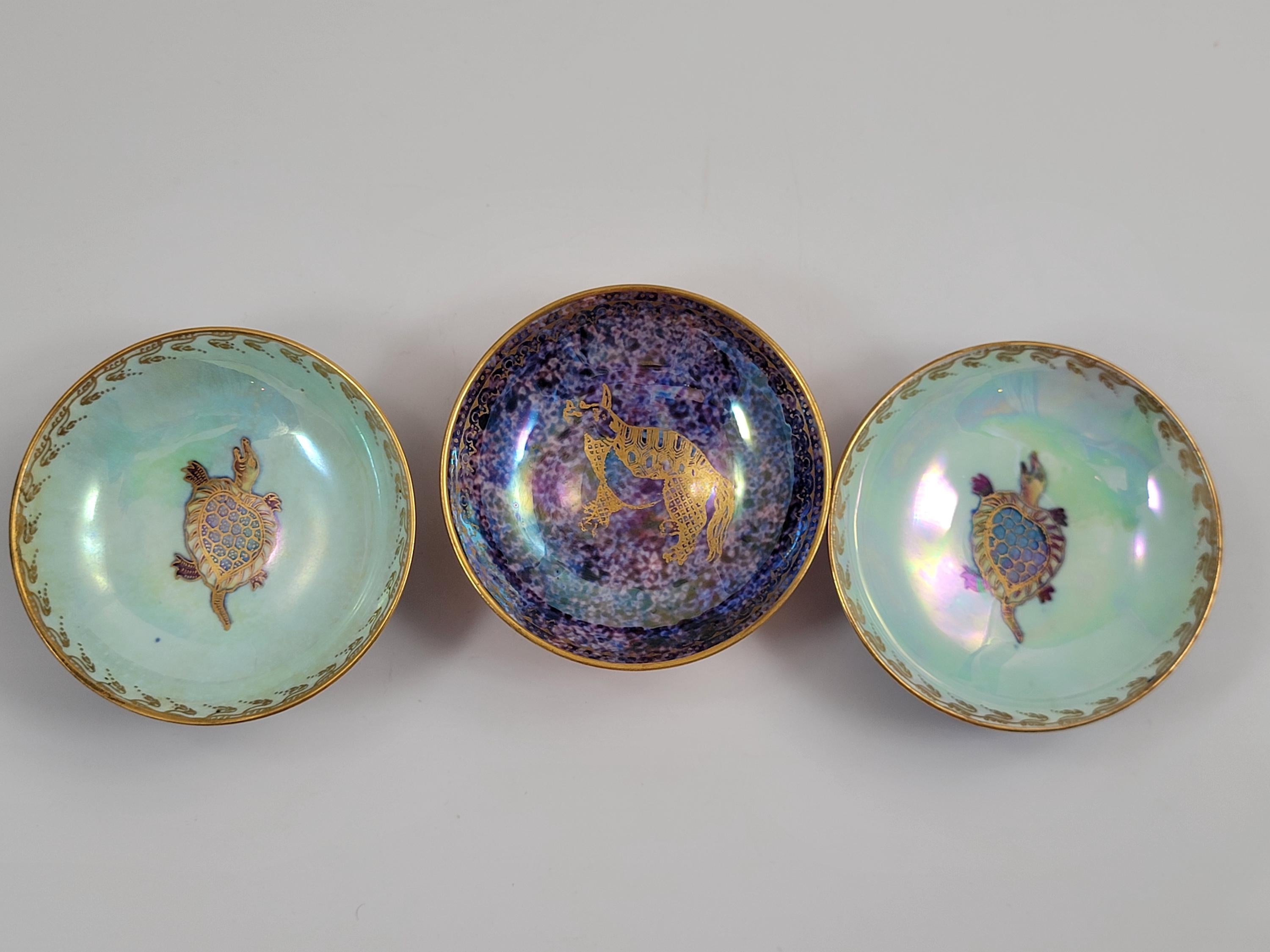 Rare Wedgwood Lustre Set of Three Miniature Bowls, Daisy Makeig-Jones, c.1915