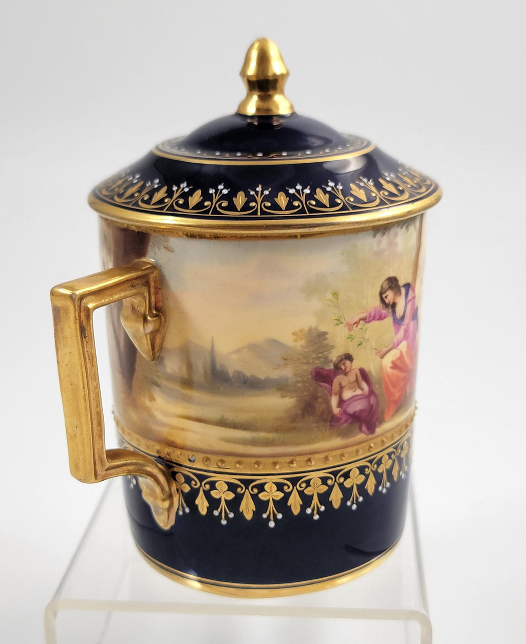 Royal Vienna Porcelain Chocolate Cup, c.1880, Cobalt and Moriage Enamel