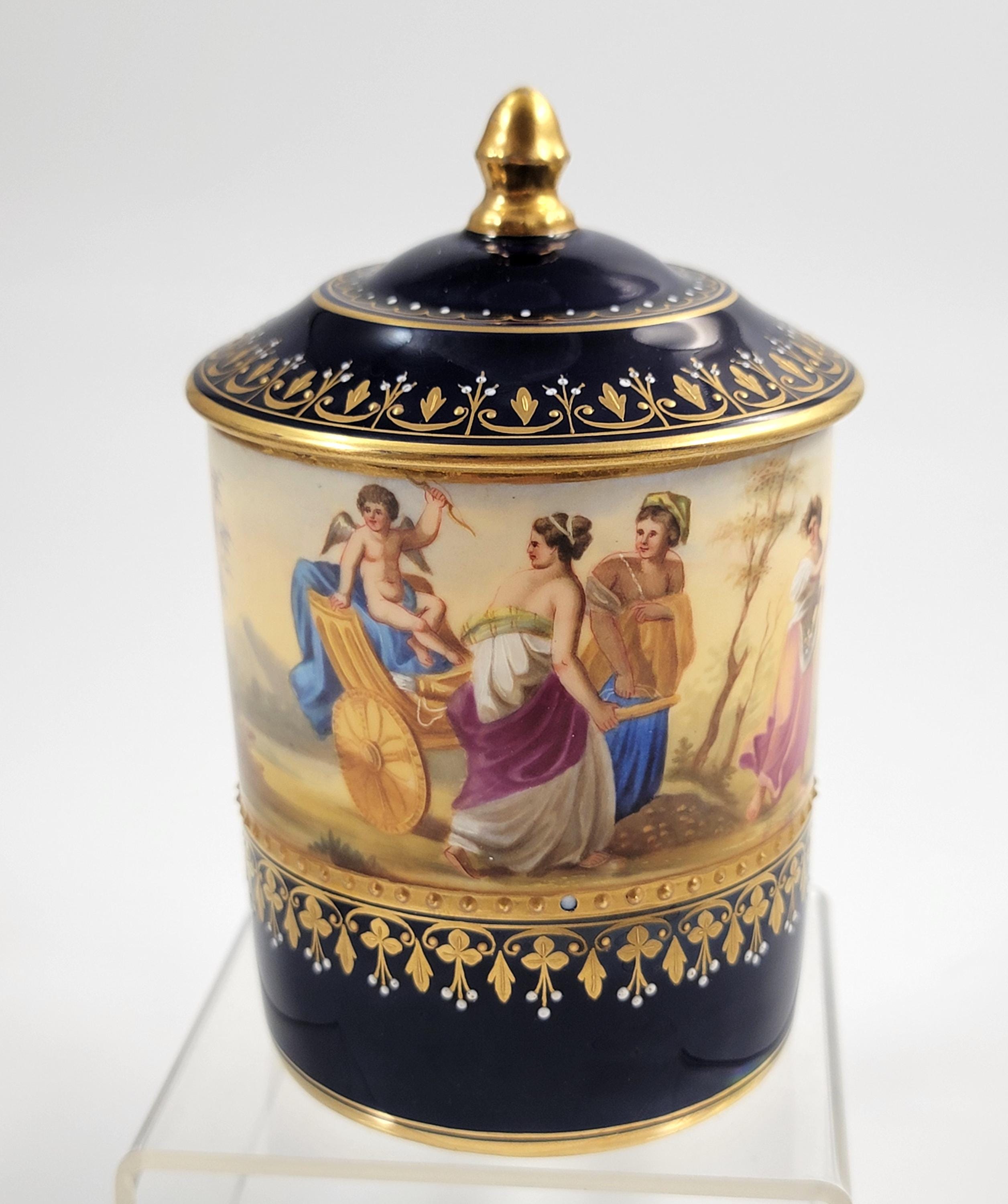 Royal Vienna Porcelain Chocolate Cup, c.1880, Cobalt and Moriage Enamel