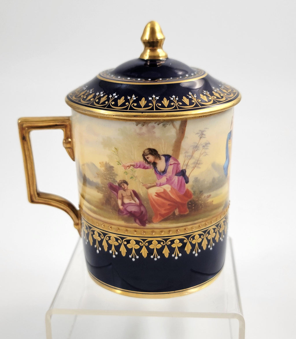 Royal Vienna Porcelain Chocolate Cup, c.1880, Cobalt and Moriage Enamel