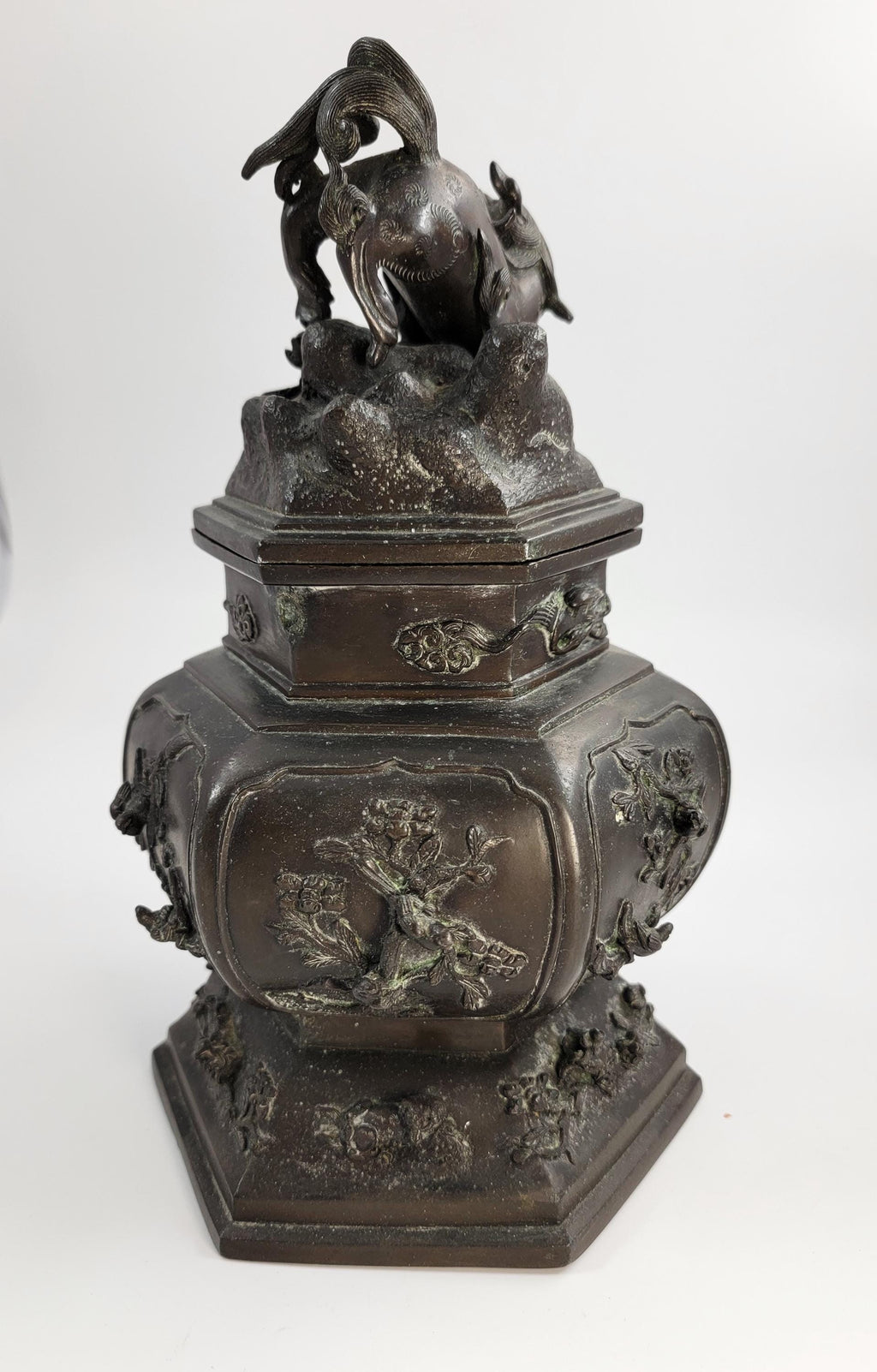 Antique Chinese Bronze Censer, Fu Lion, 19thC Qing