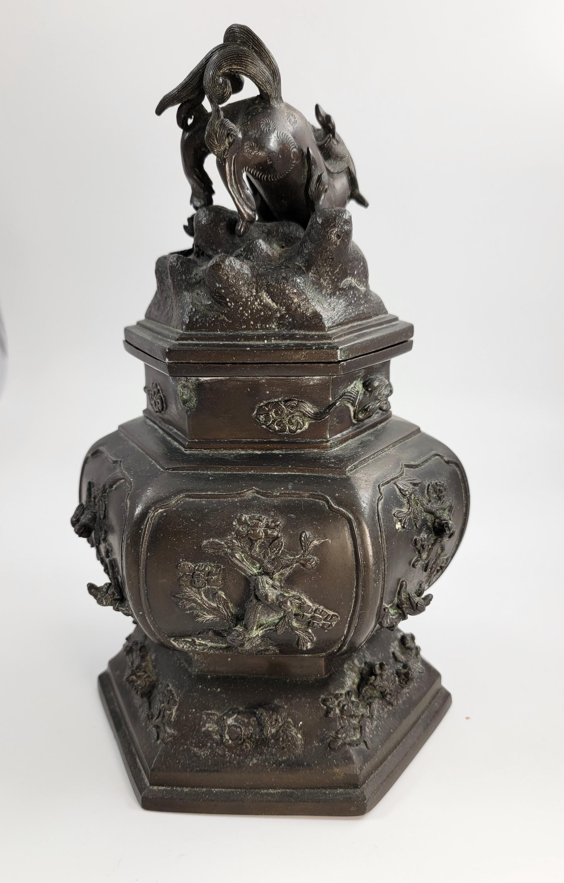 Antique Chinese Bronze Censer, Fu Lion, 19thC Qing