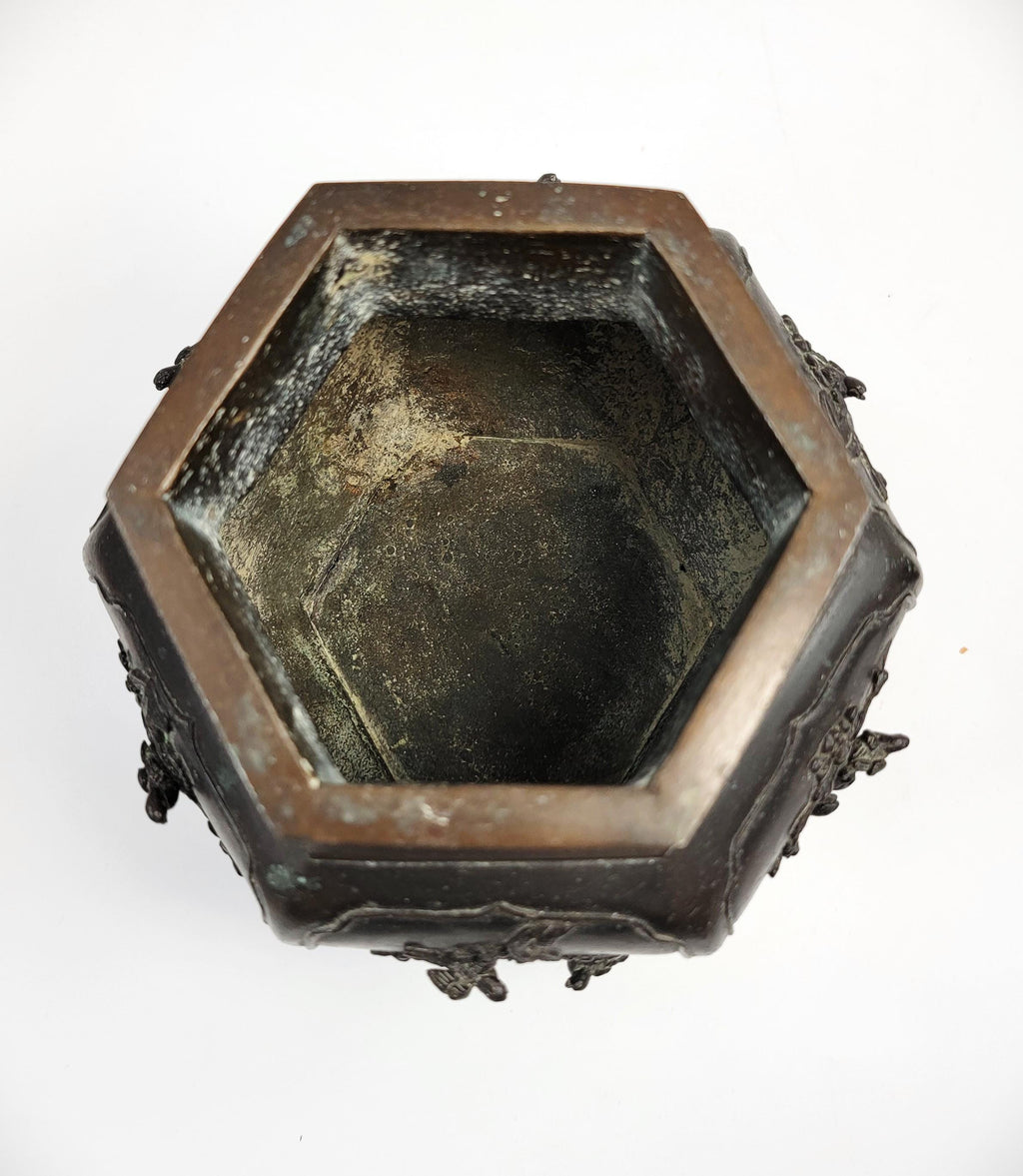 Antique Chinese Bronze Censer, Fu Lion, 19thC Qing