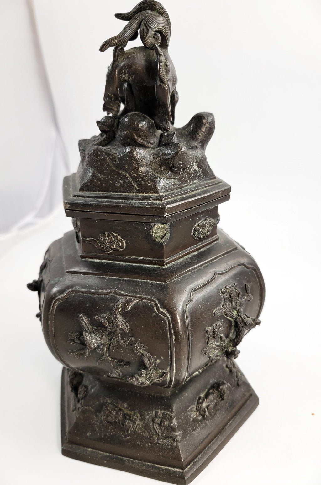 Antique Chinese Bronze Censer, Fu Lion, 19thC Qing