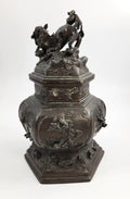 Antique Chinese Bronze Censer, Fu Lion, 19thC Qing