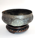 Japanese Edo Bronze Archaic Bowl, Riveted Cartouches, c.1700-1750