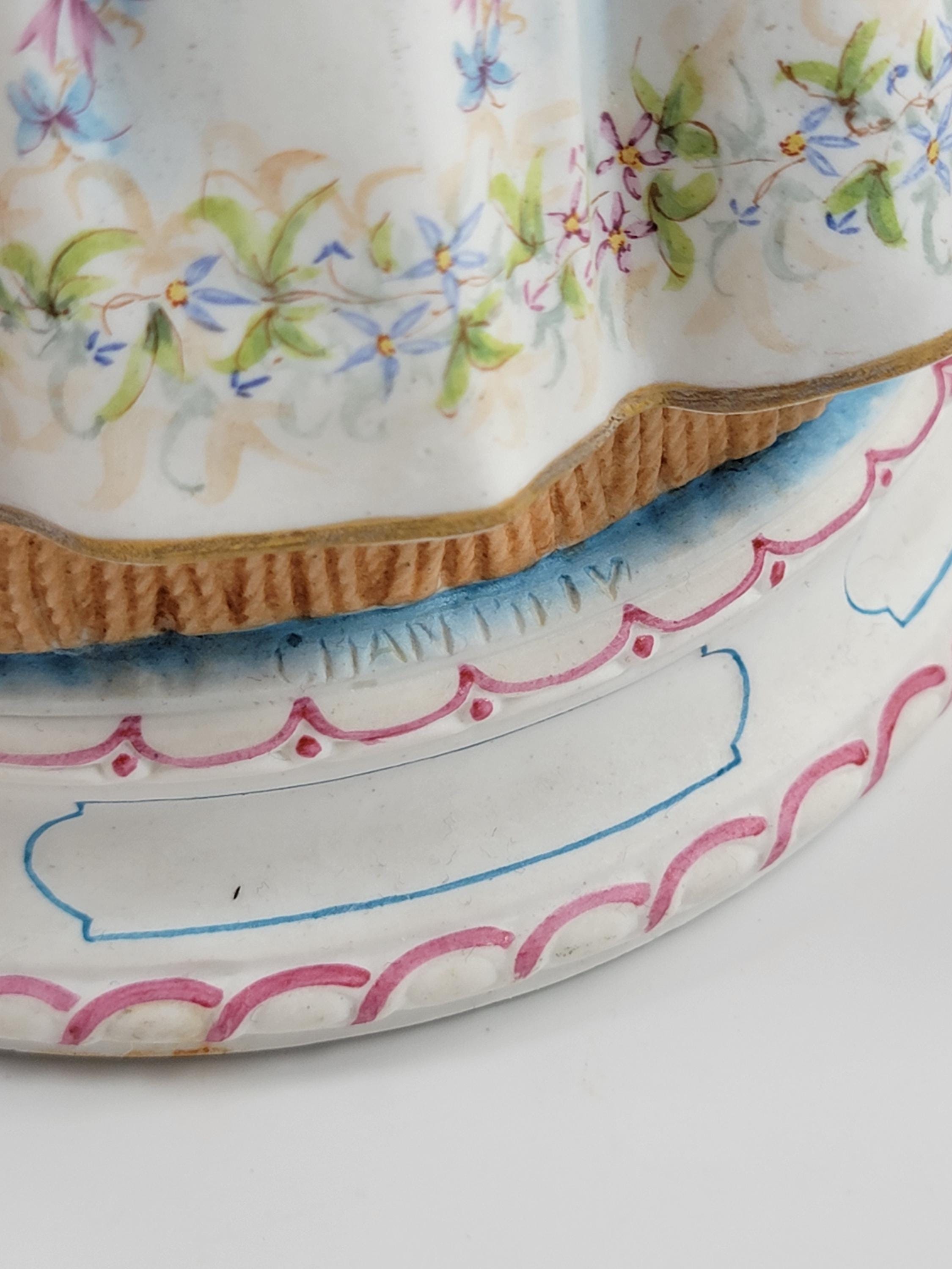 Large Antique French Biscuit Porcelain Figures, CHANTILLY Mark, Vion & Baury Style, 19th Century
