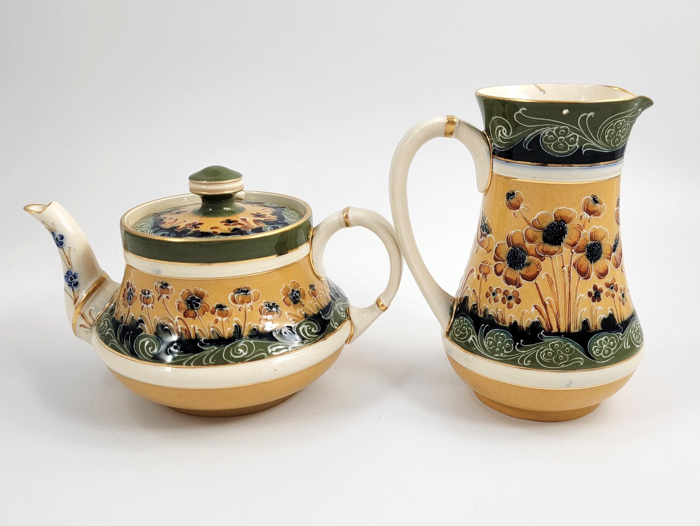 William Moorcroft for Macintyre, Early Art Nouveau Florian Ware Tea Service, 1902