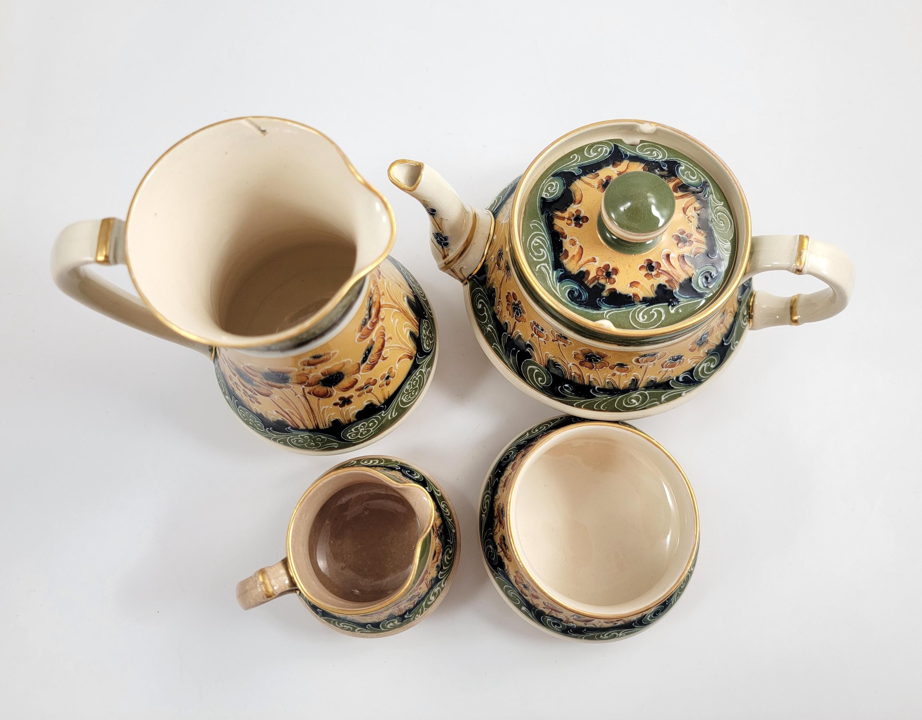 William Moorcroft for Macintyre, Early Art Nouveau Florian Ware Tea Service, 1902