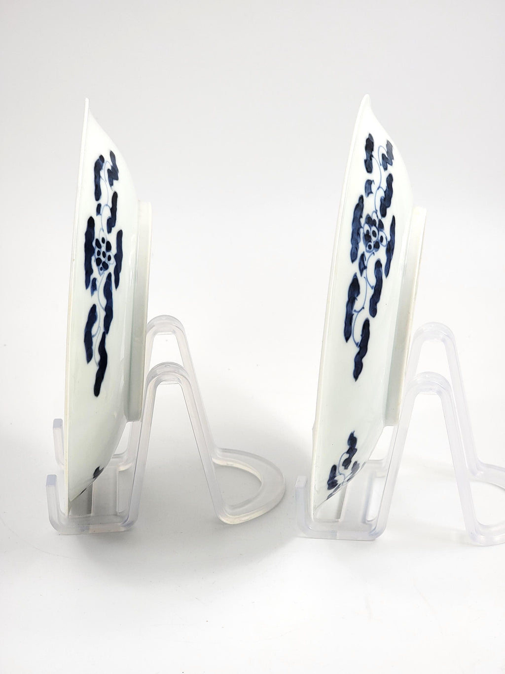 Pair of Japanese Arita Blue & White ‘Twin Koi’ Dishes, Meiji Era, Fuku Mark