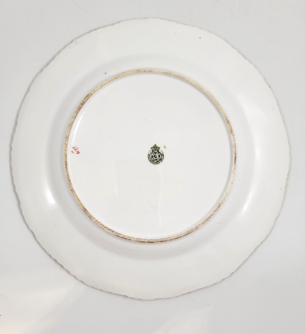 Royal Worcester cobalt cabinet plate, hand-painted florals, heavy gilt, 1903