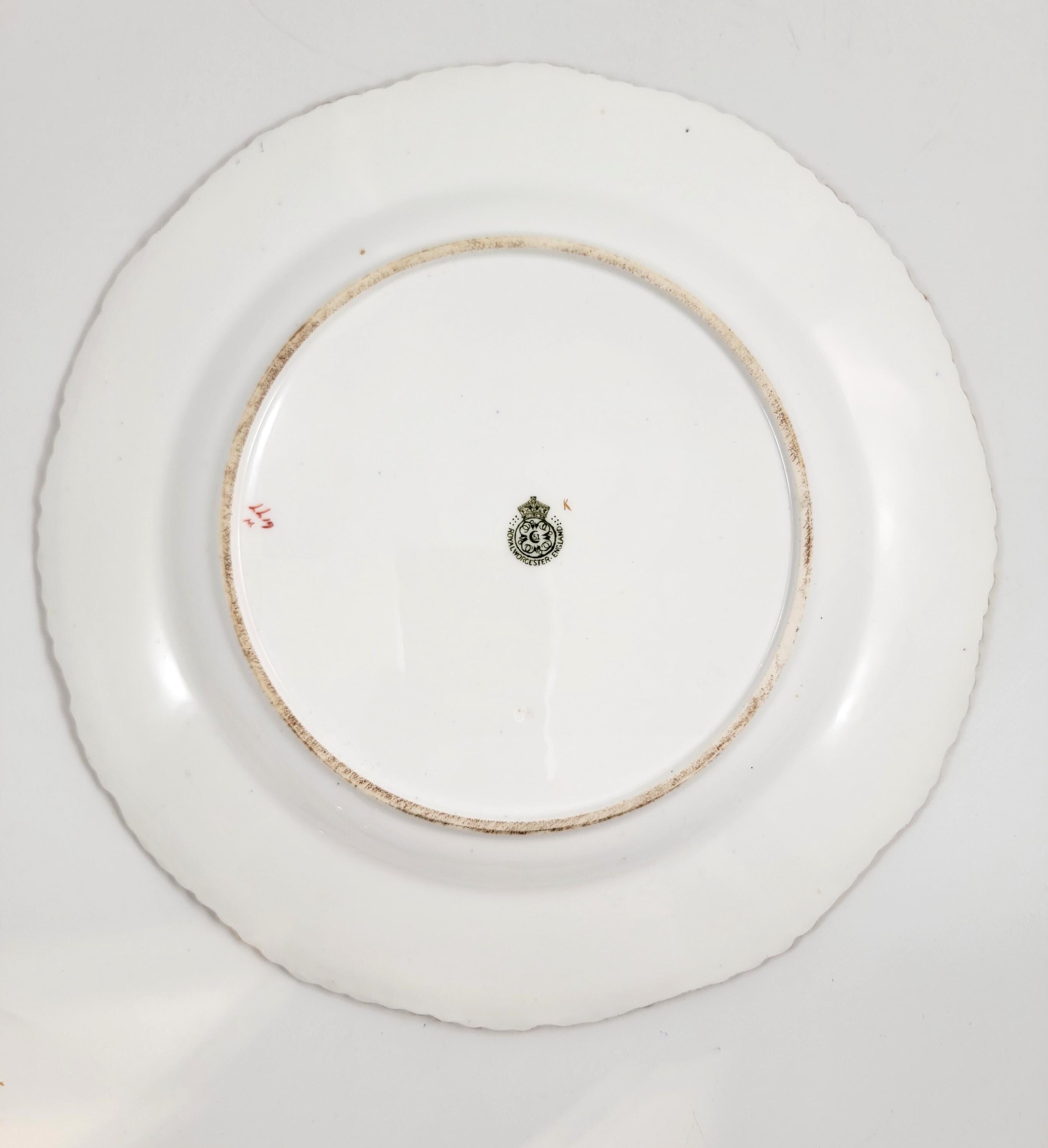 Royal Worcester cobalt cabinet plate, hand-painted florals, heavy gilt, 1903