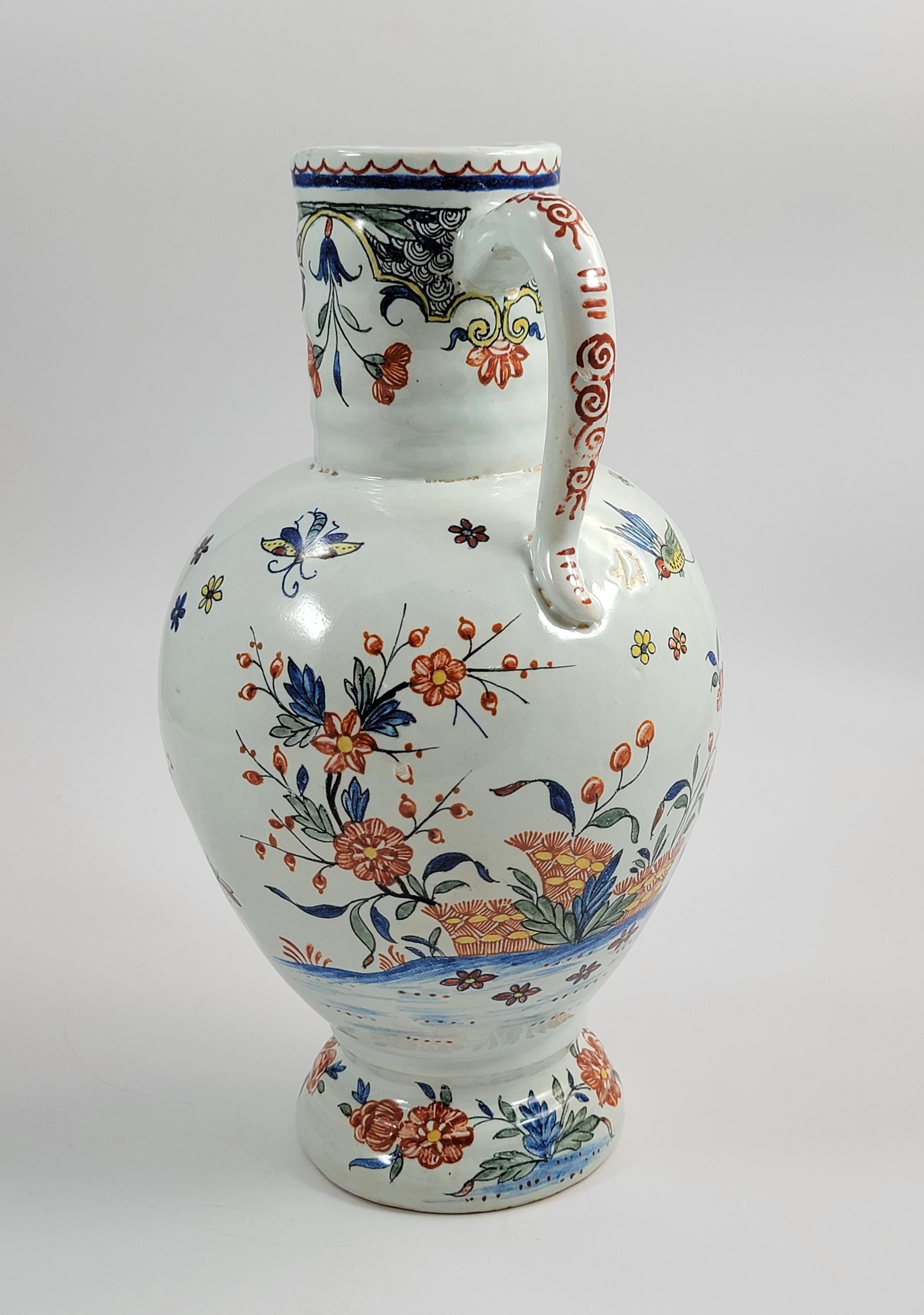 Brussels Faience Jug with Mask Spout, Haie Fleurie, c.1760–1790
