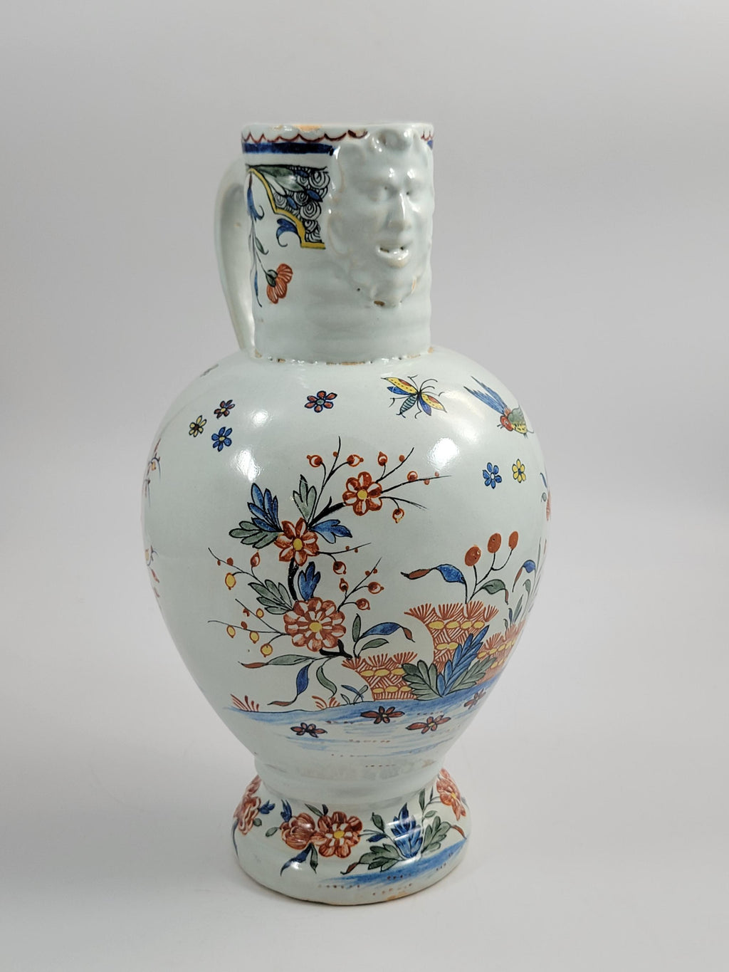 Brussels Faience Jug with Mask Spout, Haie Fleurie, c.1760–1790
