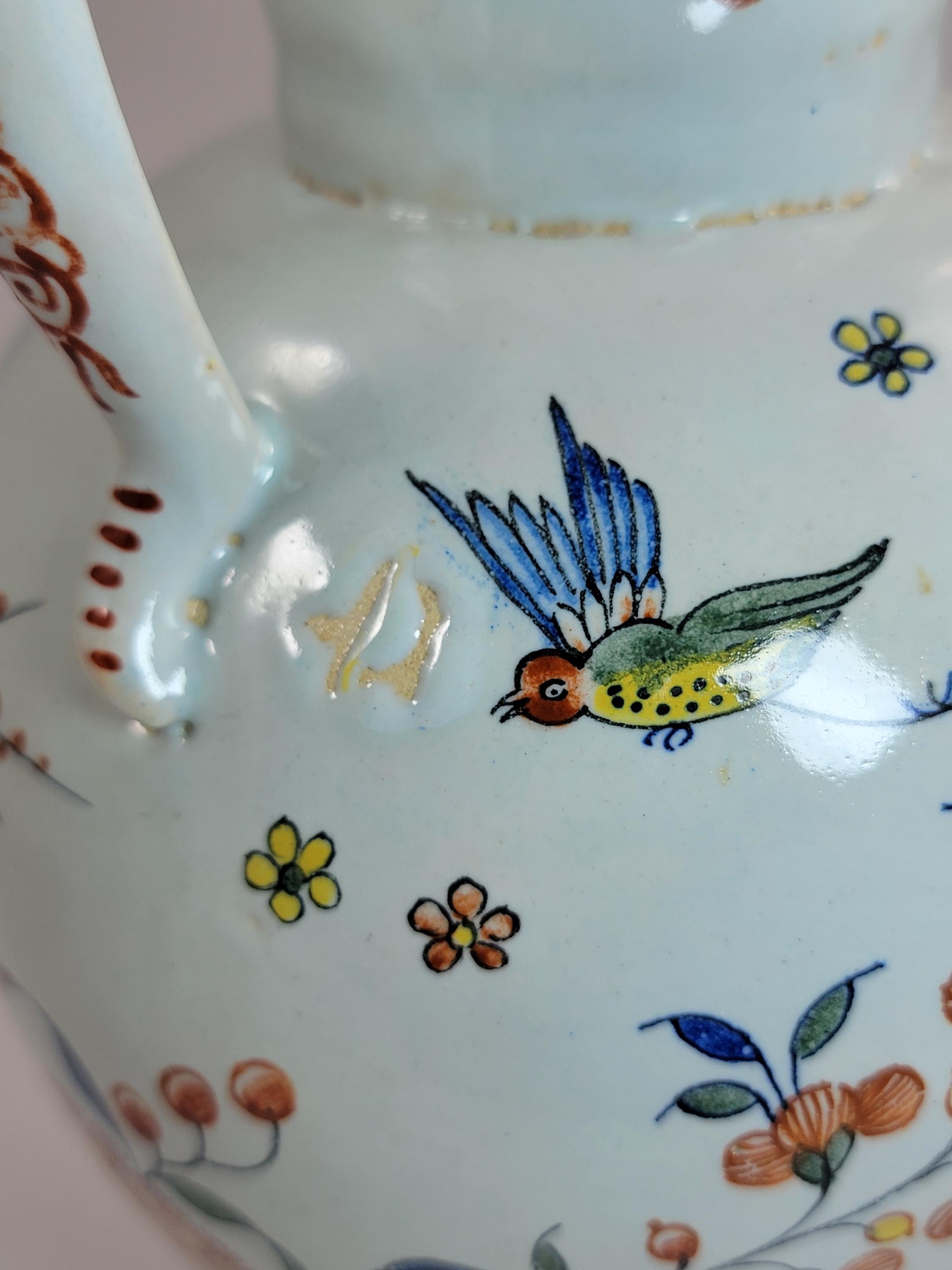 Brussels Faience Jug with Mask Spout, Haie Fleurie, c.1760–1790