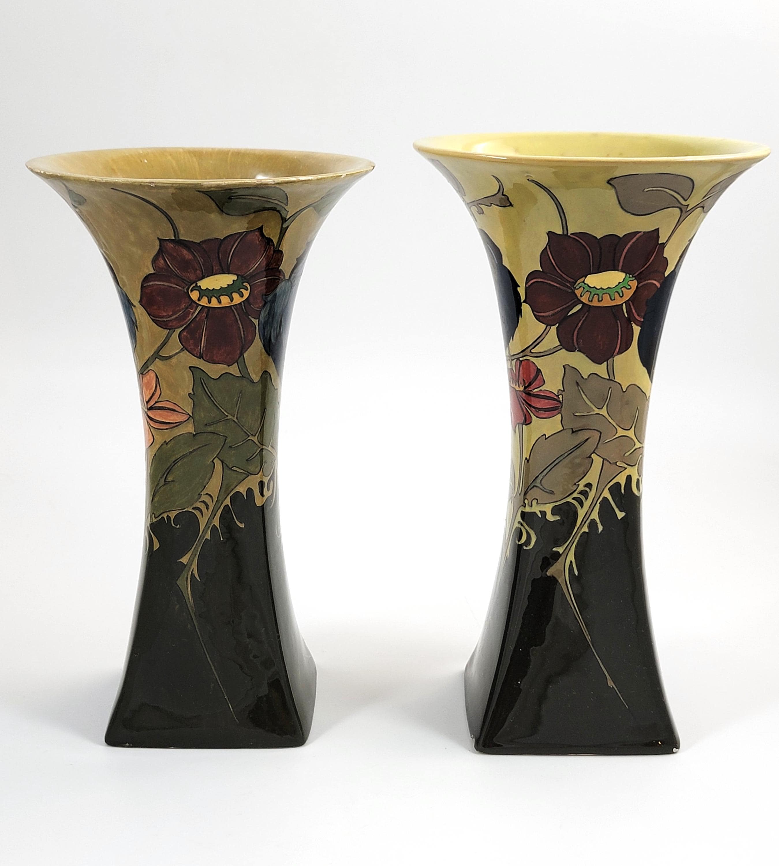 Antique Rozenburg Art Nouveau Vases: Birds & Flowers, Eggshell Glaze, c.1900