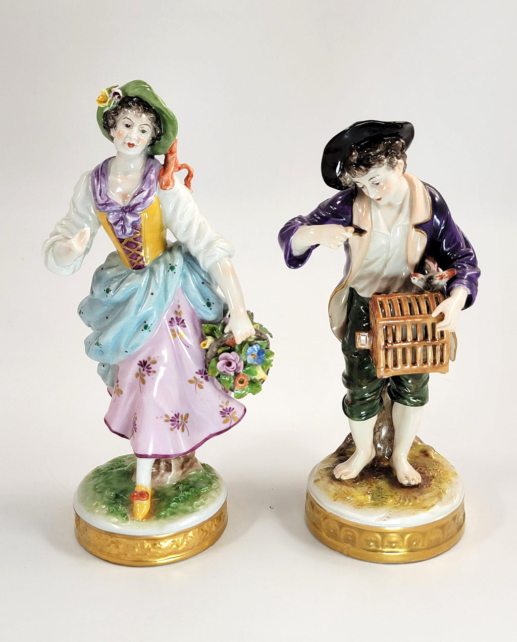 Antique Pair of German Porcelain Figures, Oldest Volkstedt Porcelain Factory,  c.1915