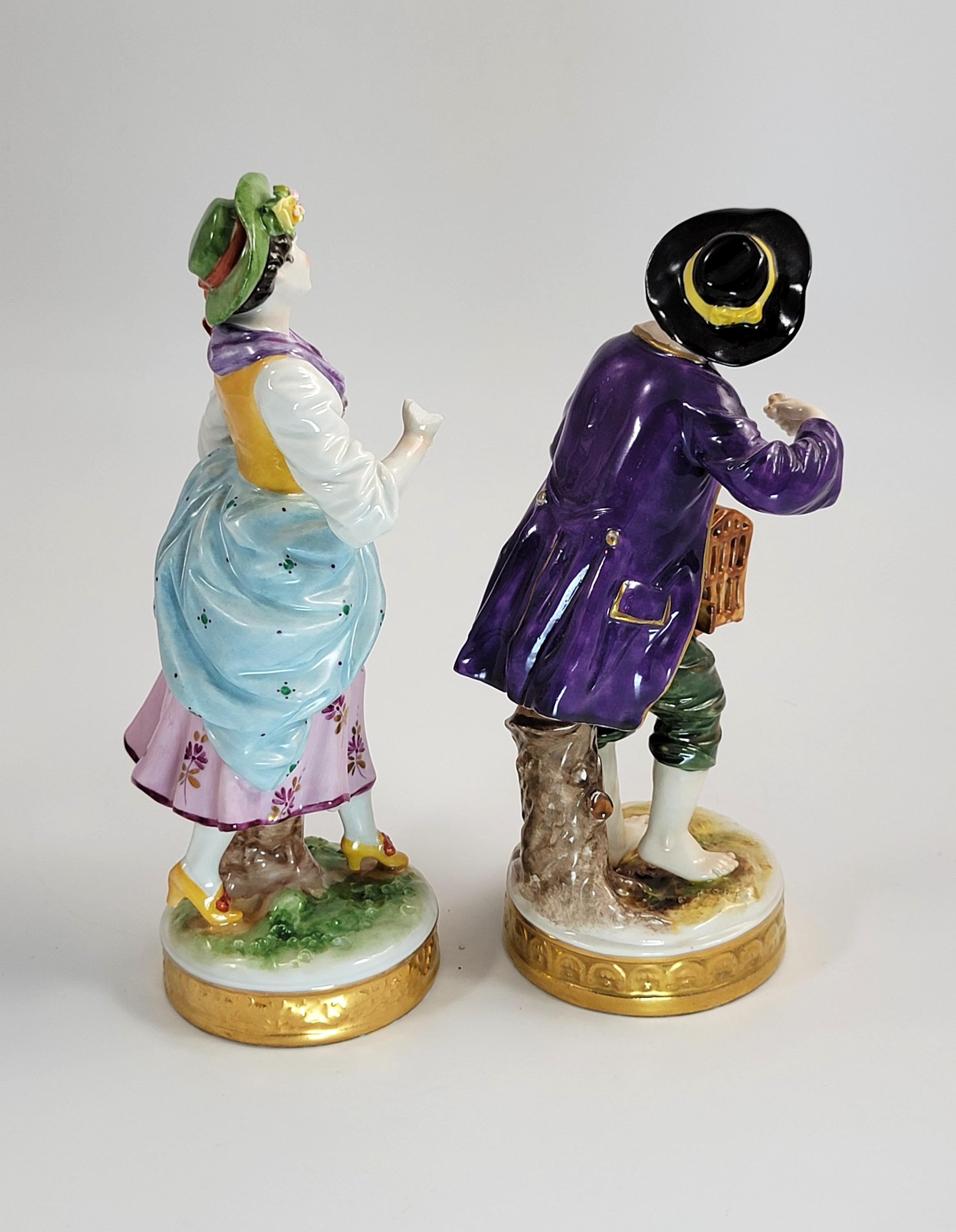 Antique Pair of German Porcelain Figures, Oldest Volkstedt Porcelain Factory,  c.1915