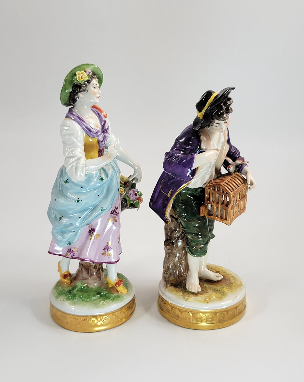Antique Pair of German Porcelain Figures, Oldest Volkstedt Porcelain Factory,  c.1915
