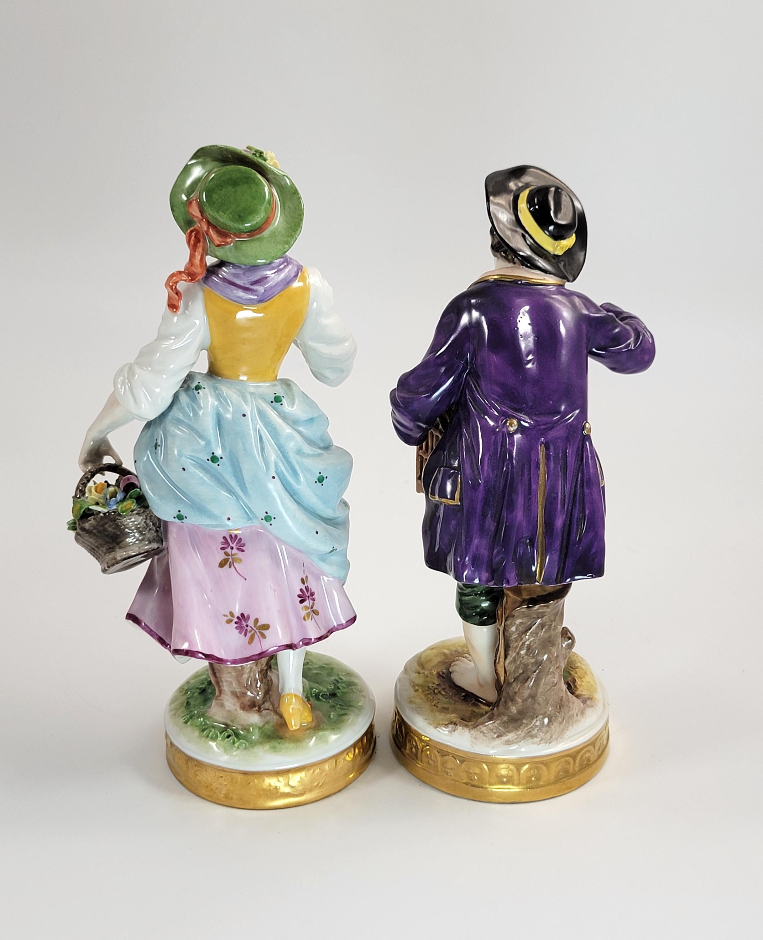 Antique Pair of German Porcelain Figures, Oldest Volkstedt Porcelain Factory,  c.1915