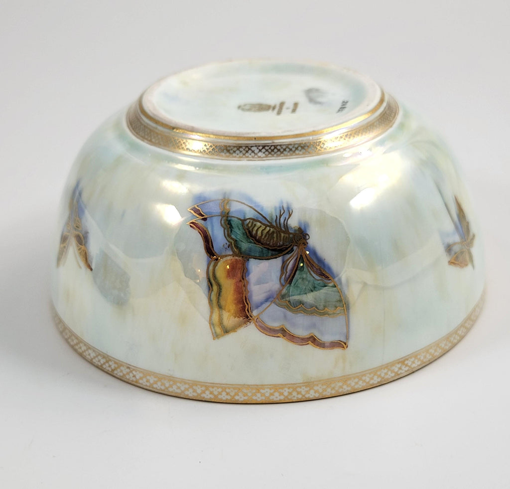 Daisy Makeig-Jones Wedgwood Butterfly Lustre Bowl, Mother-of-Pearl & Orange, Z4832, c.1915, Hand Painted